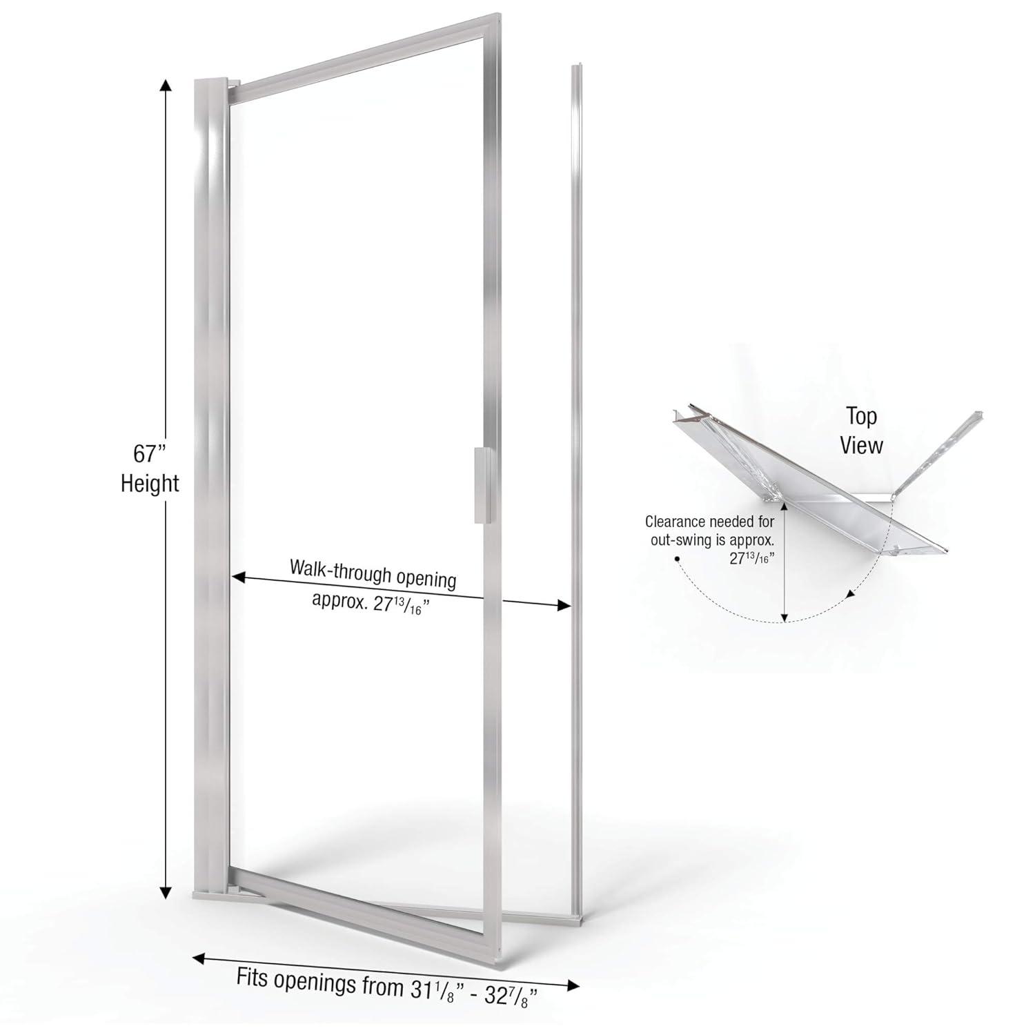Basco Sopora 31.13" W x 67" H Pivot Framed Shower Door SOPN00A3267XPBN
