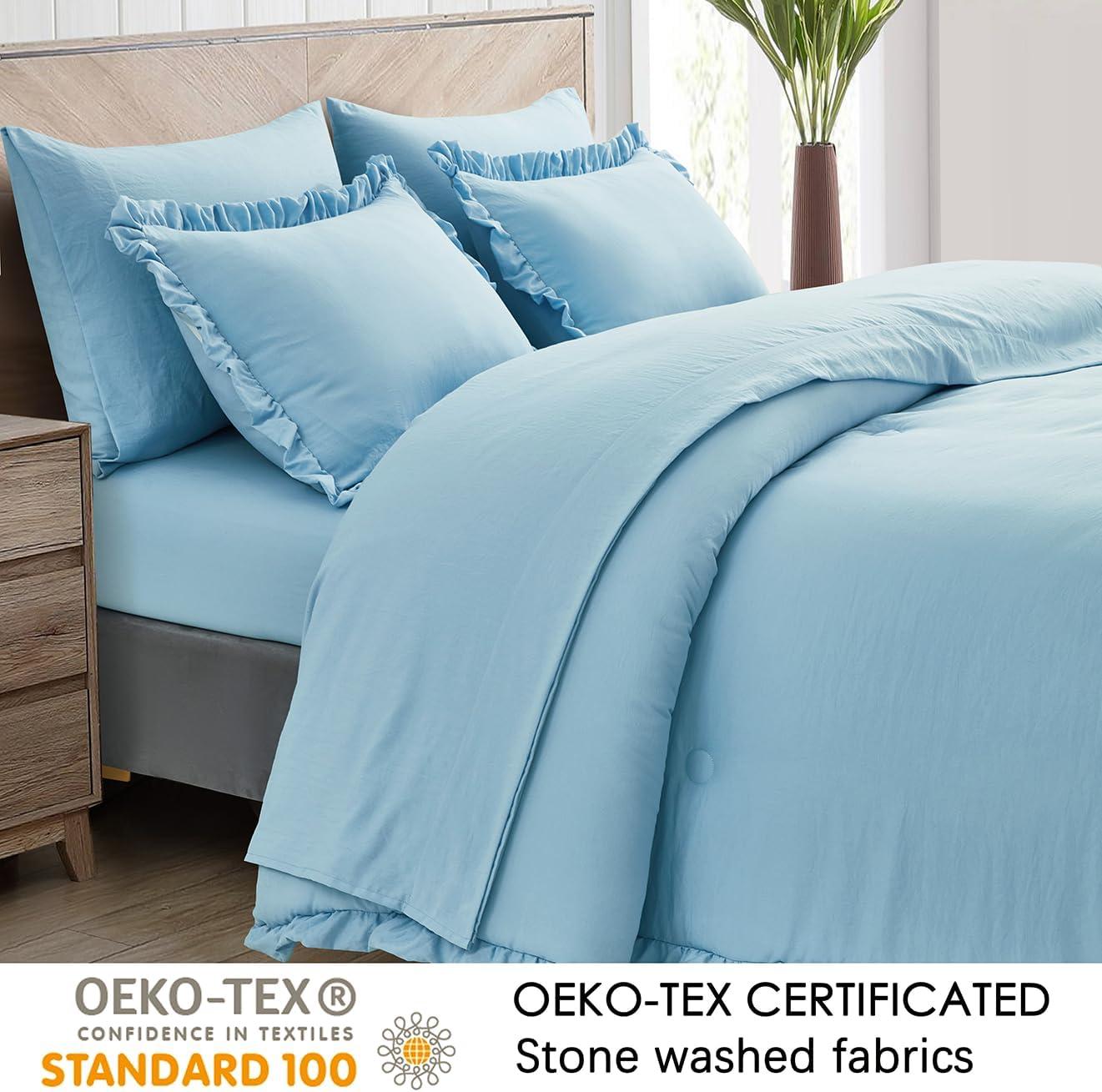 Chambray Blue Queen Microfiber Bed in a Bag Set