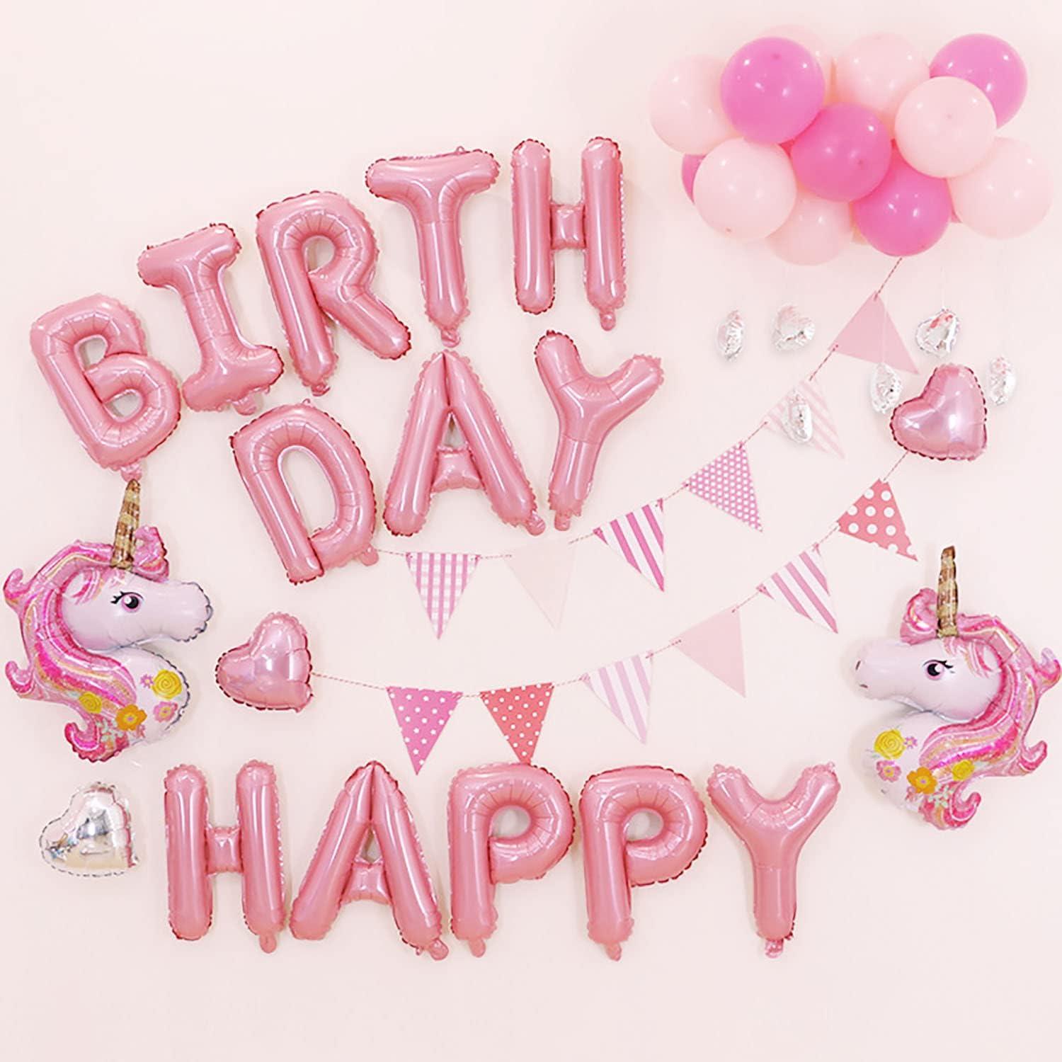 comerut 16inch Happy Birthday Letter Aluminum Foil Balloons Decoration Party Supplies