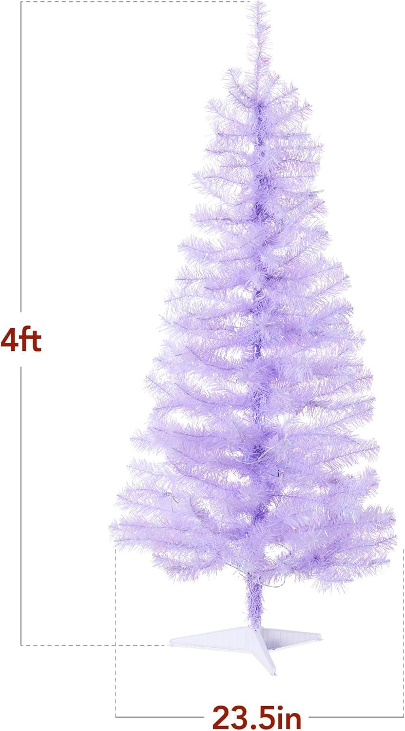 Best Choice Products 4ft Prelit Colored Christmas Tree, Artificial Tree Holiday Decor w/ LED Lights - Lavender