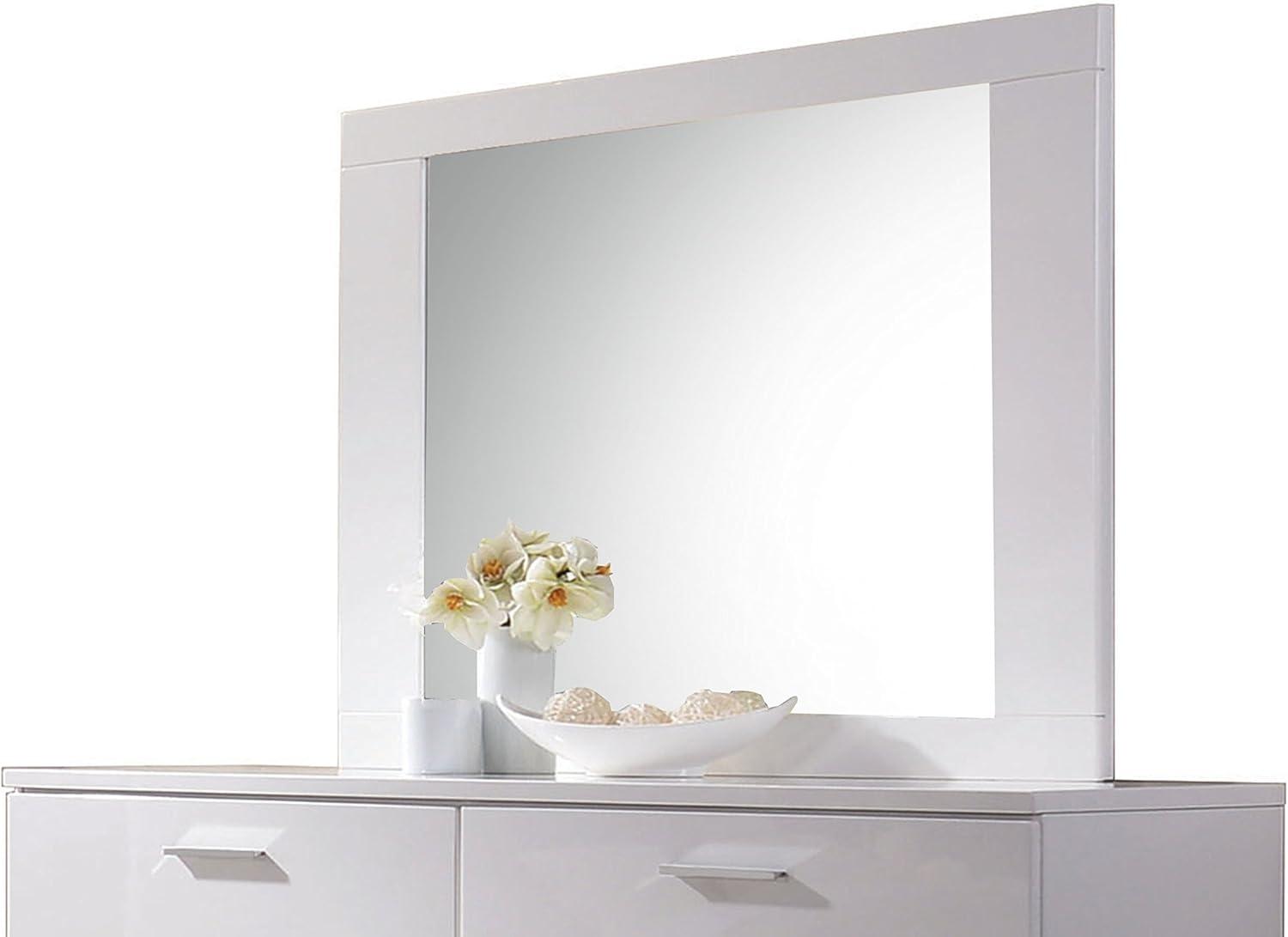 Lorimar Beveled White Rectangular Wooden Mirror 38"x47"