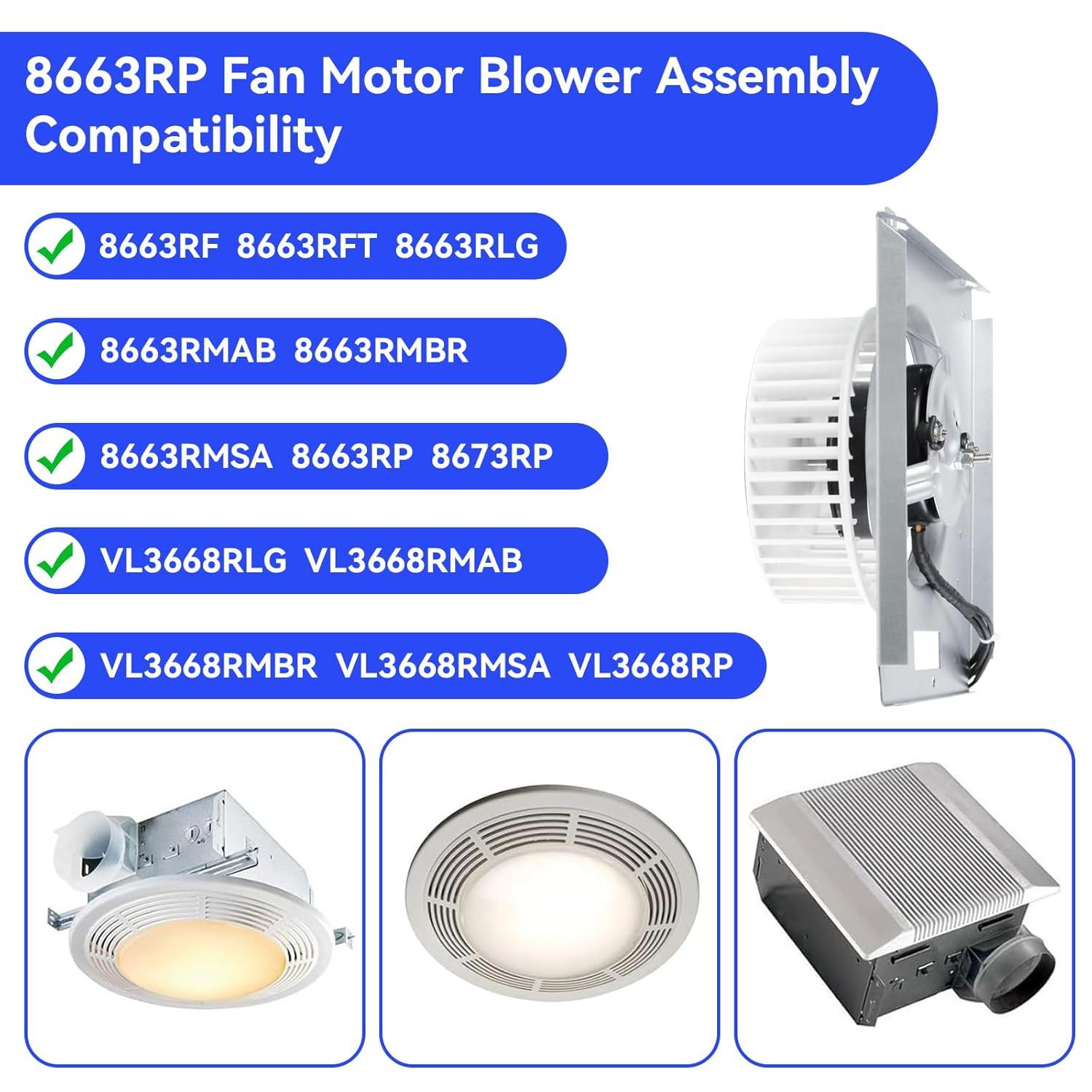 97017705 Motor Assembly for NuTone, 97017705 Bathroom Exhaust Fan, Replacement for 8663RP 8664RP 671R 672R Broan 750 751 752 Fan Ventilation, Replaces 86933000/JA2B104N