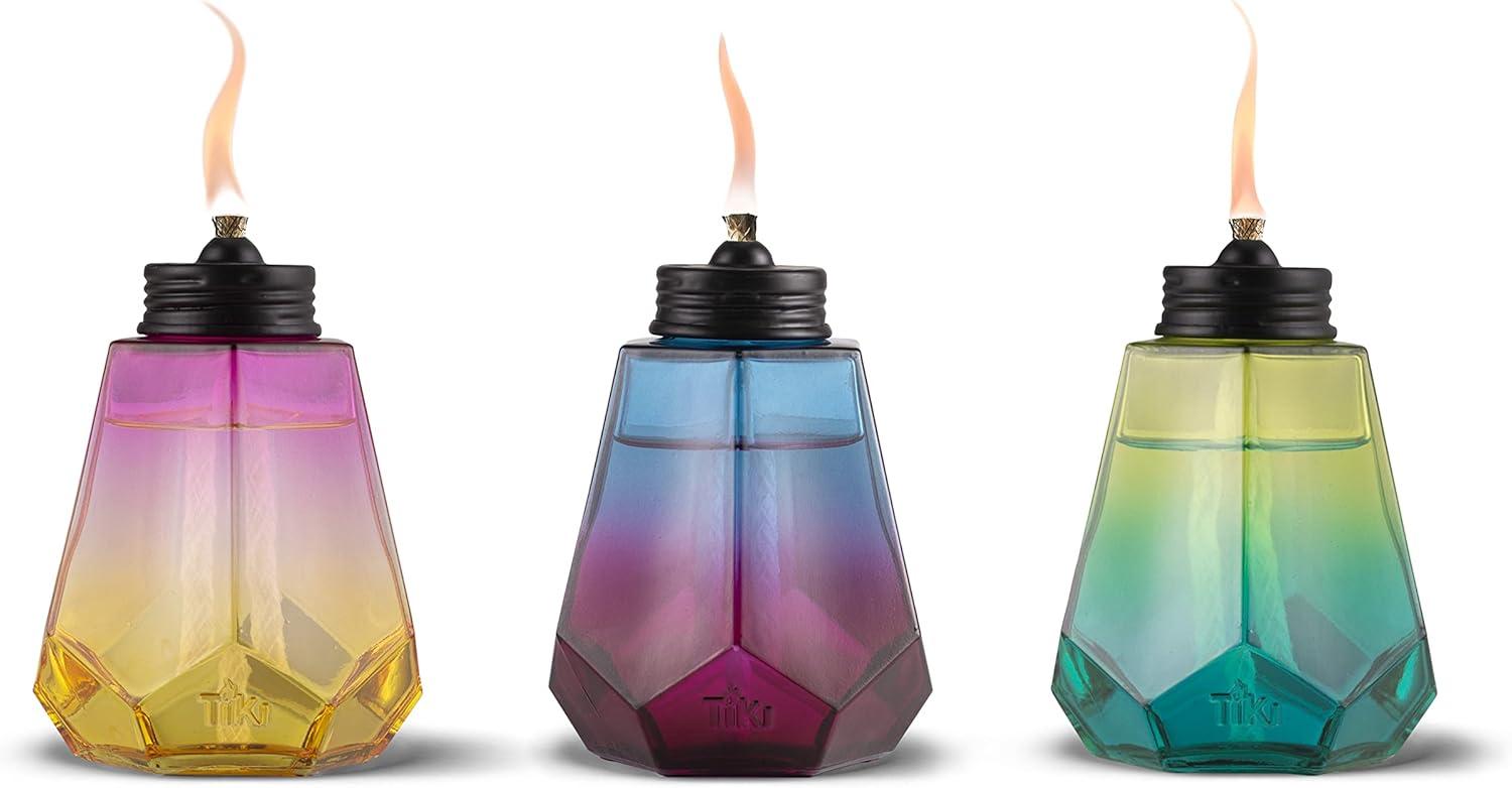 5.25 Inch Multicolor Ombre Glass Table Torch Set