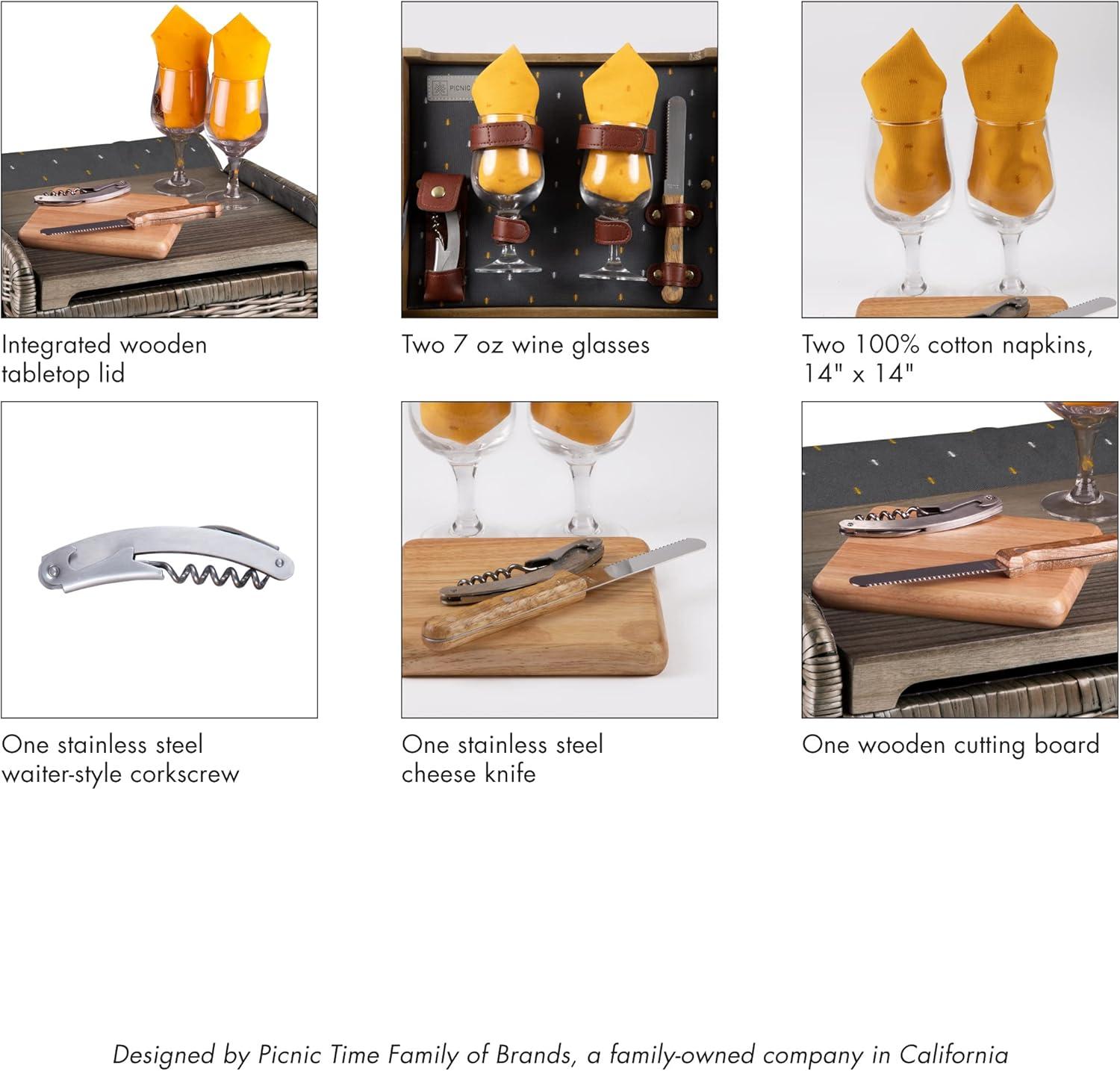 Picnic Time Kabrio Wine & Cheese Picnic Basket with Picnic Set 2