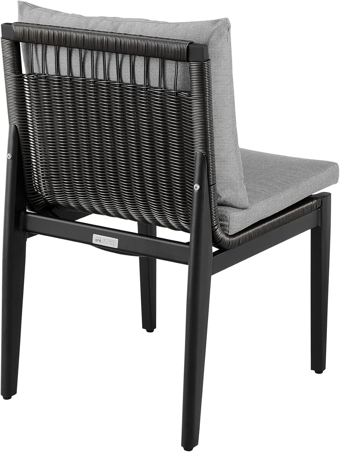 Armen Living Cayman 19" Aluminum Outdoor Dining Chair in Gray (Set of 2)