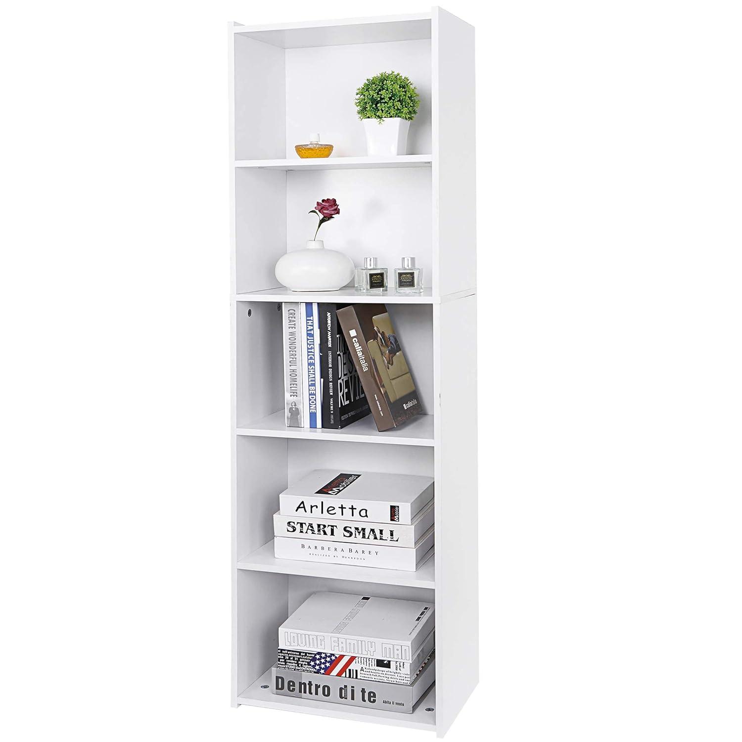 ZENY 5-Tiers Bookshelf Bookcase Multipurpose Collection Display Storage