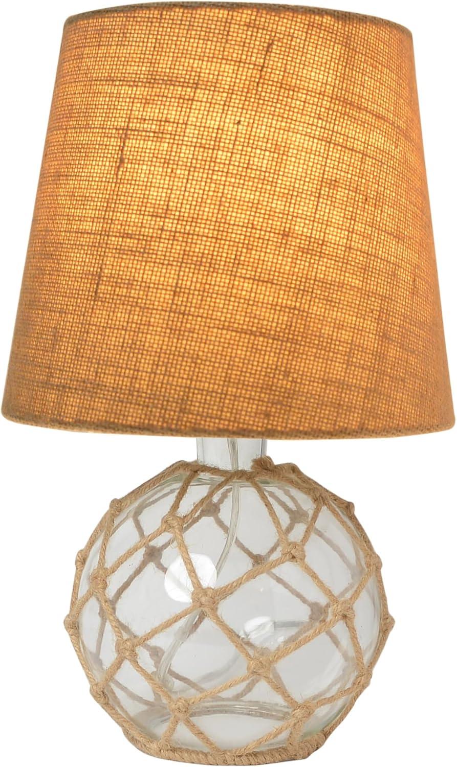 Buoy Rope Nautical Netted Coastal Ocean Sea Glass Table Lamp Clear - Elegant Designs: Burlap Shade, UL Listed