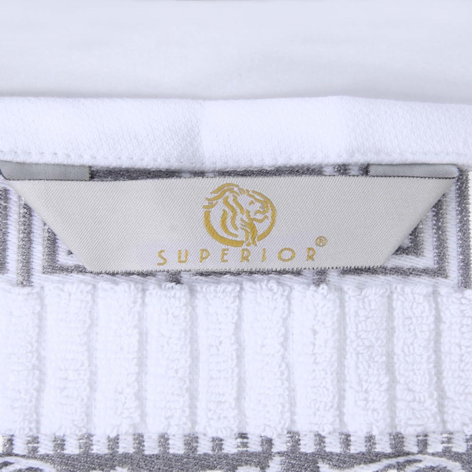 Superior Athens Cotton Medium Weight Floral Border Greek Key Trim 8 Piece Assorted Towel Set by Superior