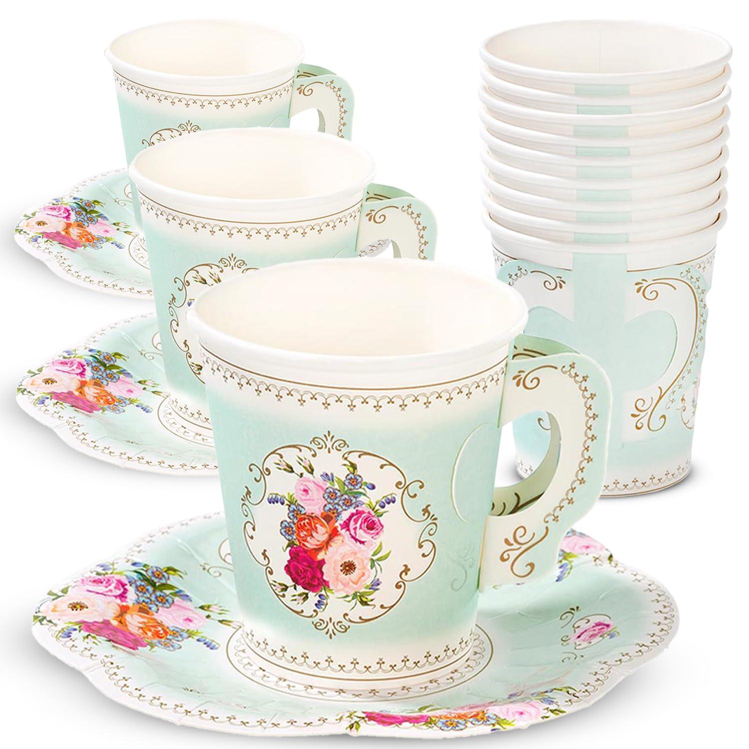 Paper Cup With Handle Saucers Set (12 Count)