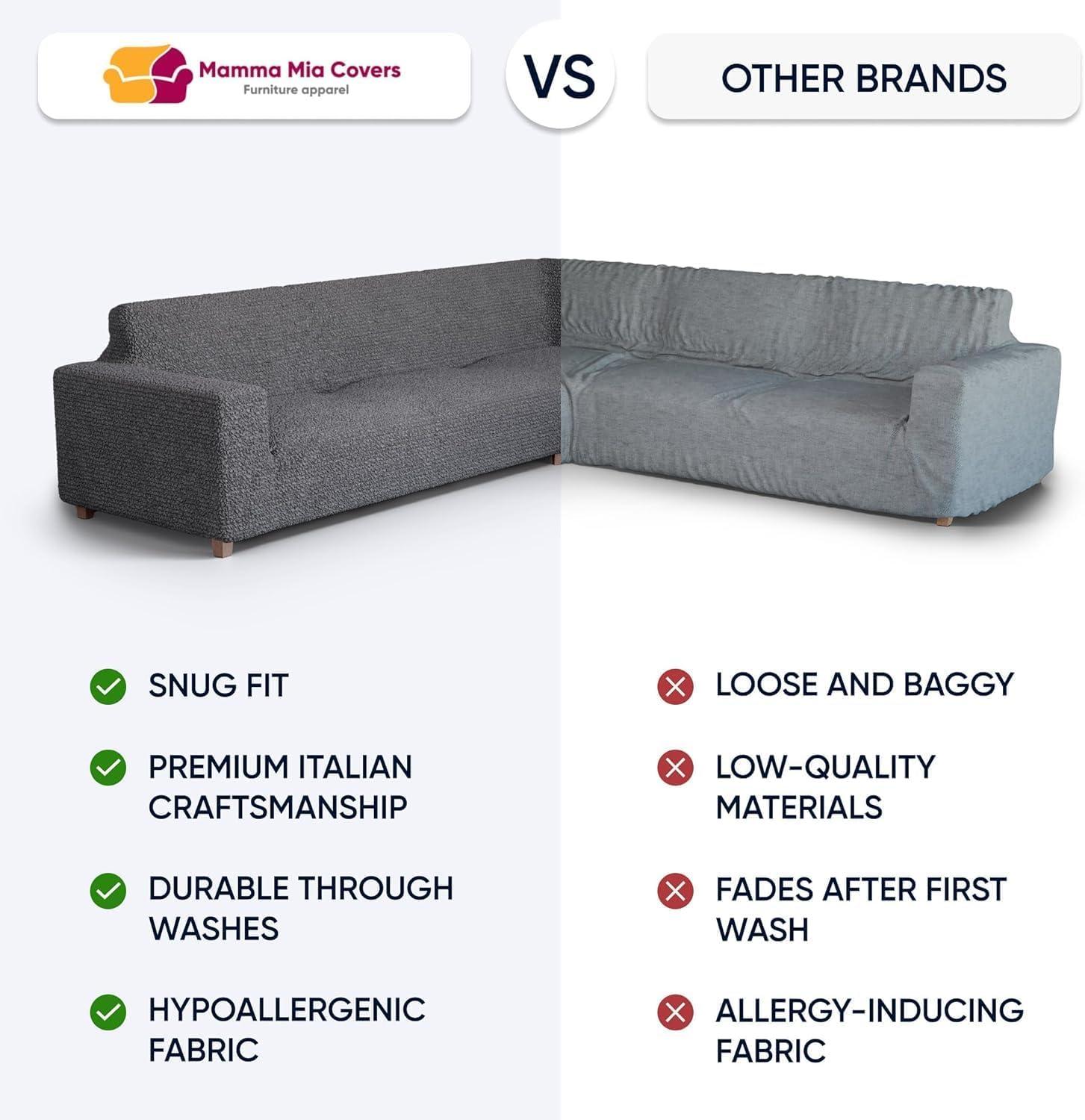 PAULATO by GA.I.CO. Stretchy Slipcover for Corner Sofa - Easy to Clean & Durable - Microfibra Collection