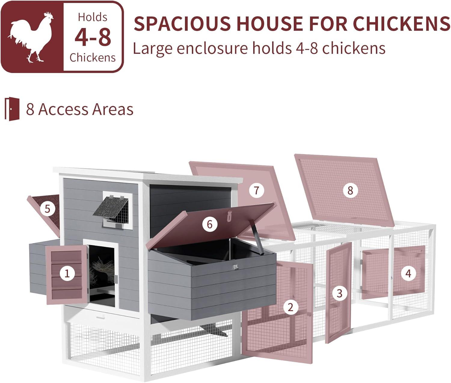 59" Large Chicken Coop for 4-6 Chickens, Wooden Hen House with Large Nesting Boxes, Outdoor Poultry Cage Rabbit Cage with Ramps & Ventilation Window, 59''L*33.5''W*38.6''H