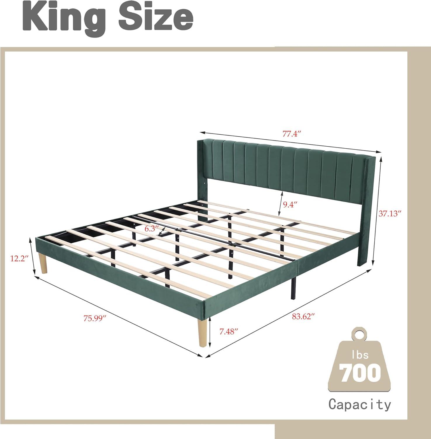 Wade Logan® Eriksay Low Profile Upholstered Platform Bed with Wingback Headboard