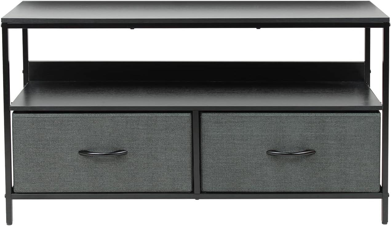 Sorbus 2 Drawer TV Stand Dresser with Wood Top (Black)