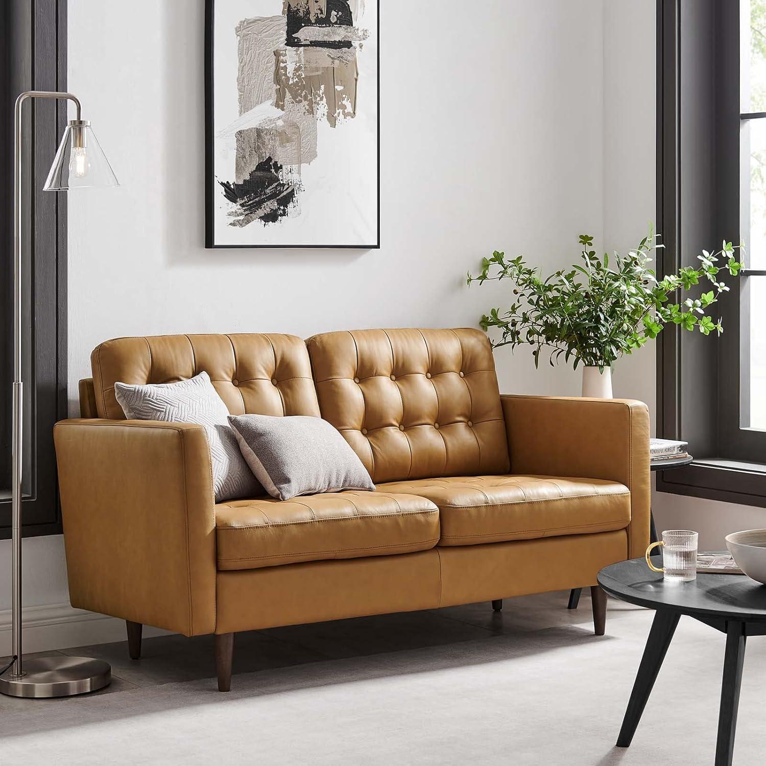 Modway Exalt Tufted Leather Loveseat