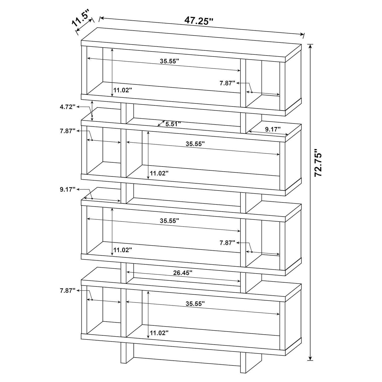 Coaster Home Furnishings 4 Tier Display Bookcase Storage Shelf, Cappuccino