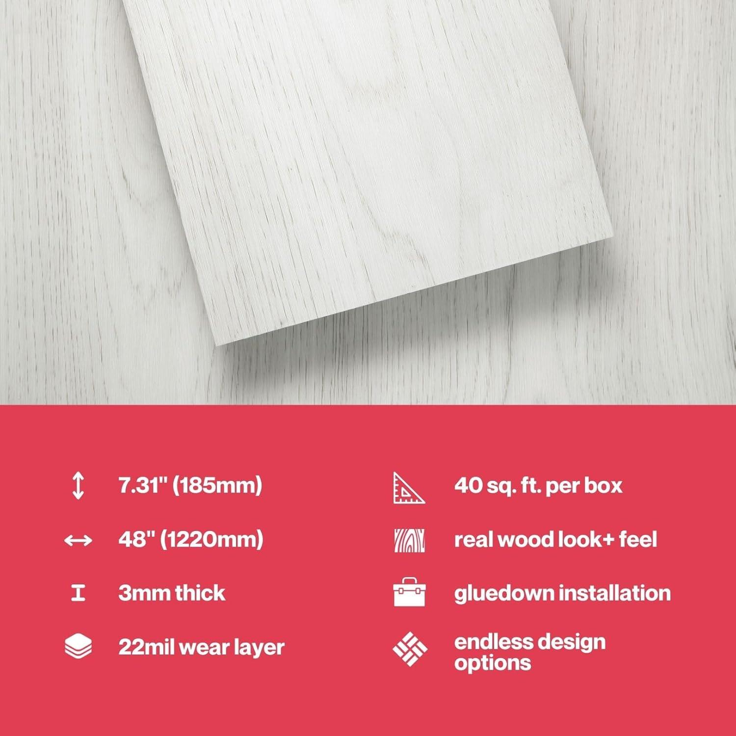 Lucida USA GlueCore Classic 22mil x 7.3" W x 48" L Glue Down Vinyl Tile Flooring