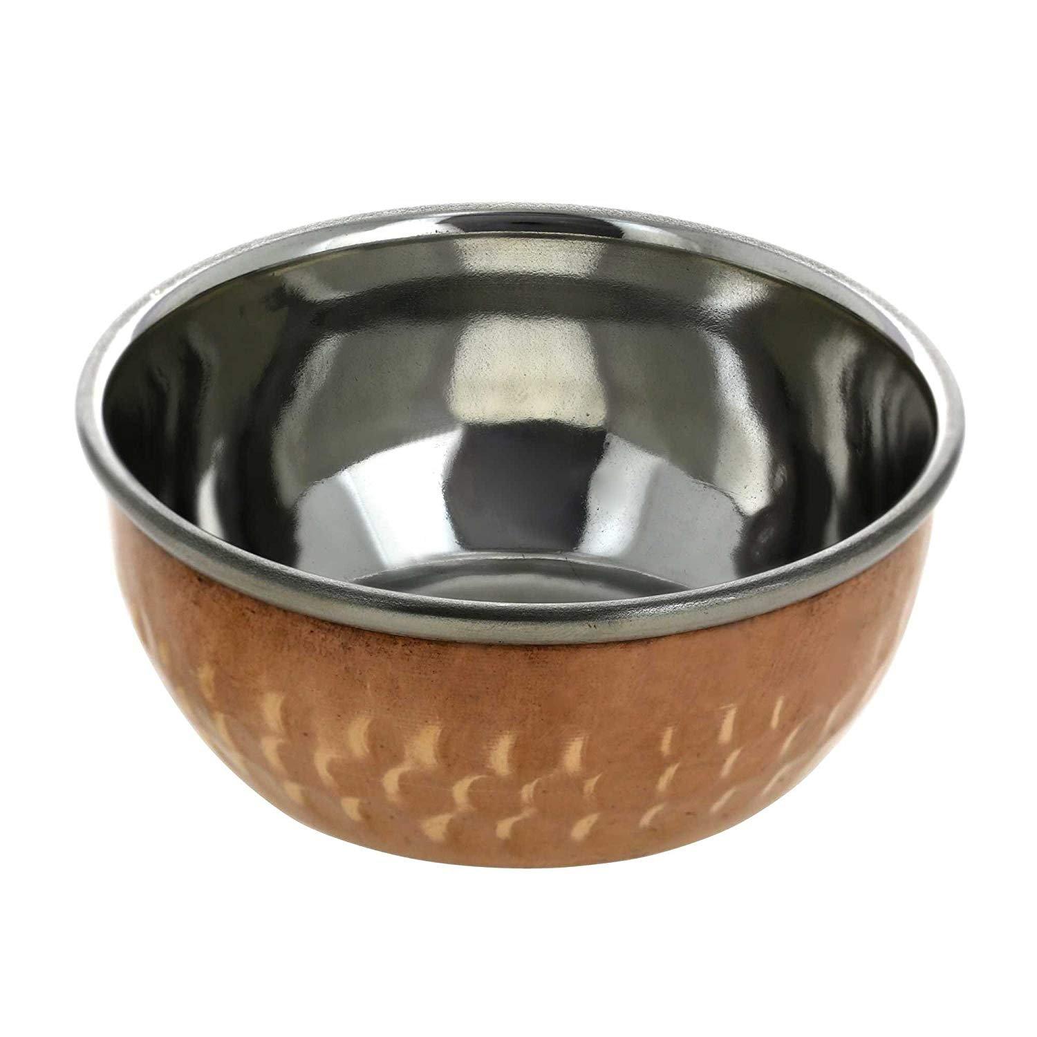 Rastogi Handicrafts Stainless steel-copper Hammered serving bowls for dining & serving (2)