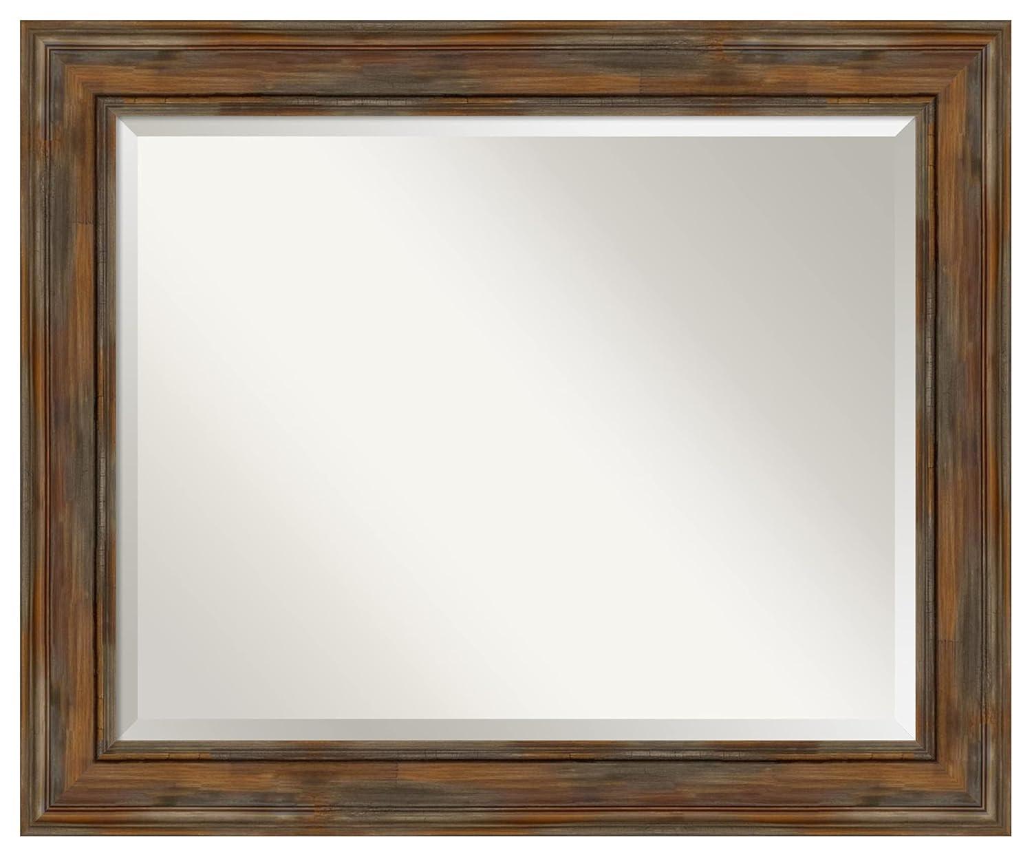 Amanti Art Beveled Wood Bathroom Wall Mirror - Portico Espresso Frame Outer Size: 34 x 28 in