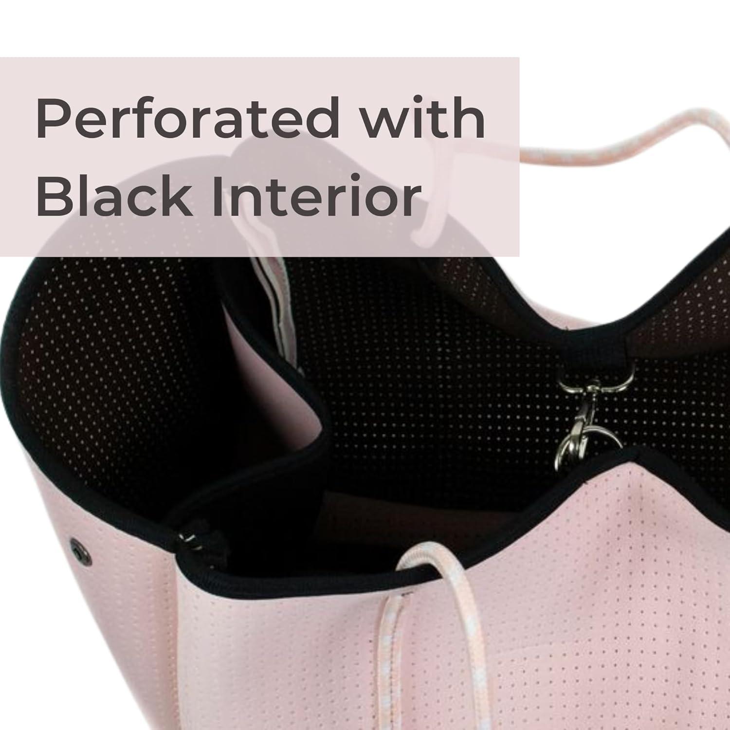 Pastel Pink Neoprene Tote Bag with Zipper Pouch