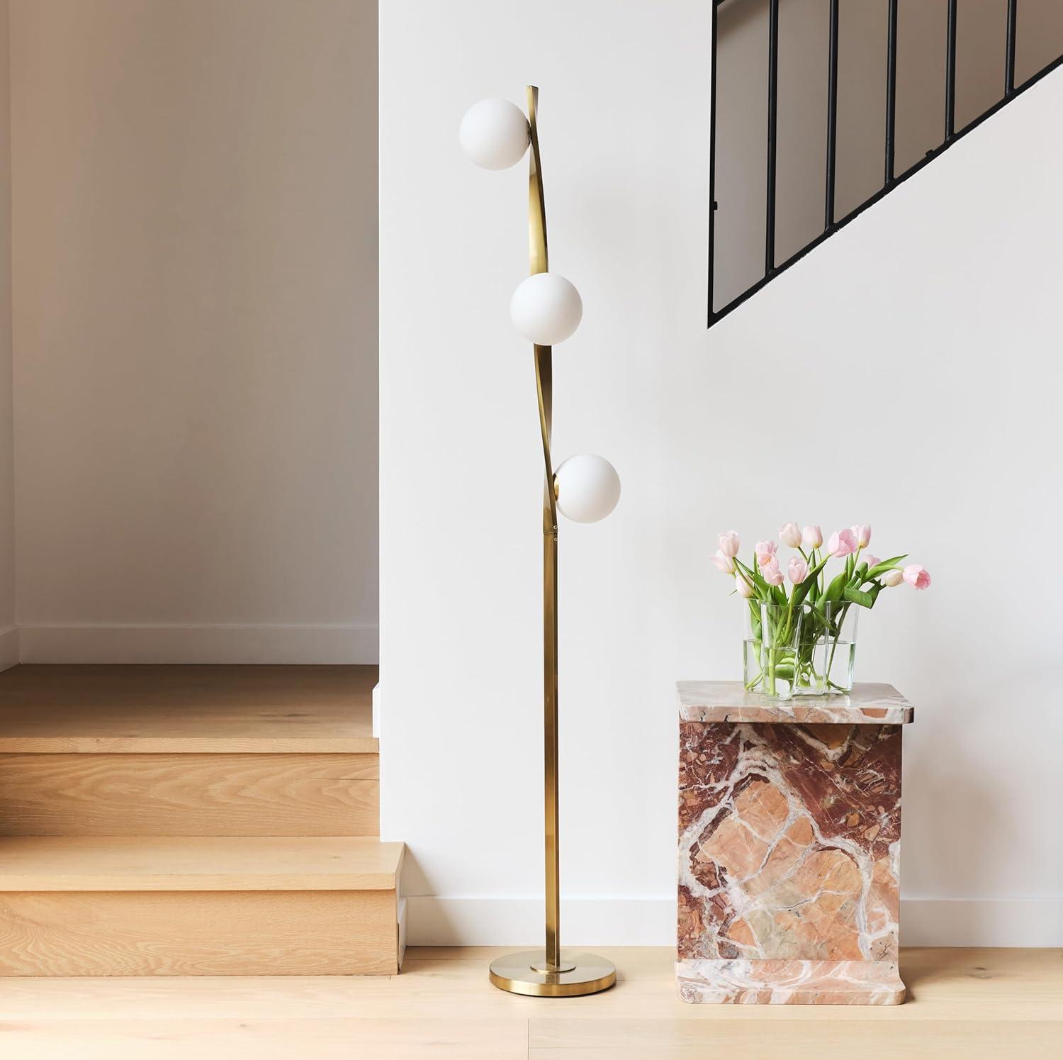 Brightech Nola 60 in. Industrial 3-Way Dimming LED Floor Lamp with 3 Glass Globe Shades