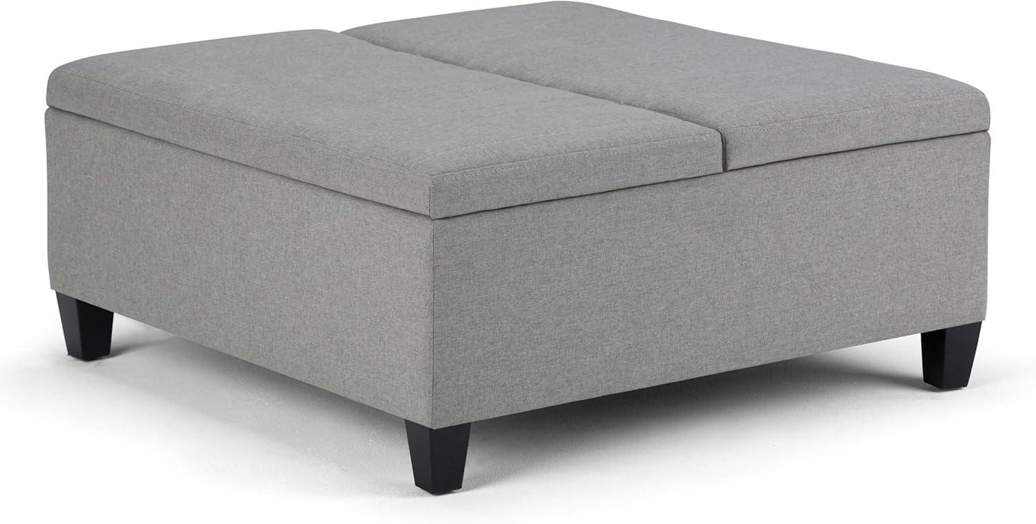 Ellis 36" Dove Grey Linen Look Fabric Coffee Table Ottoman