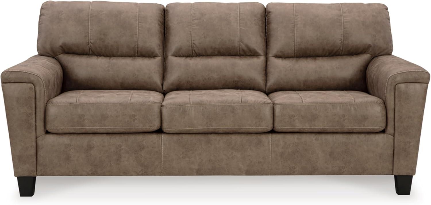 Benjara Nav Queen Size Sofa Sleeper, Fossil Brown Faux Leather, Foam, 89 Inch