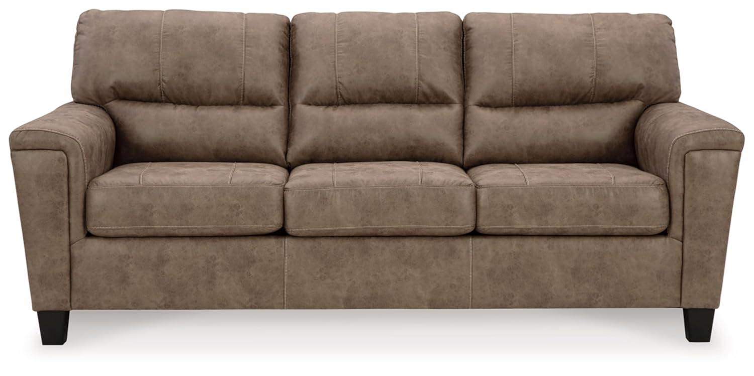 Benjara Nav Queen Size Sofa Sleeper, Fossil Brown Faux Leather, Foam, 89 Inch