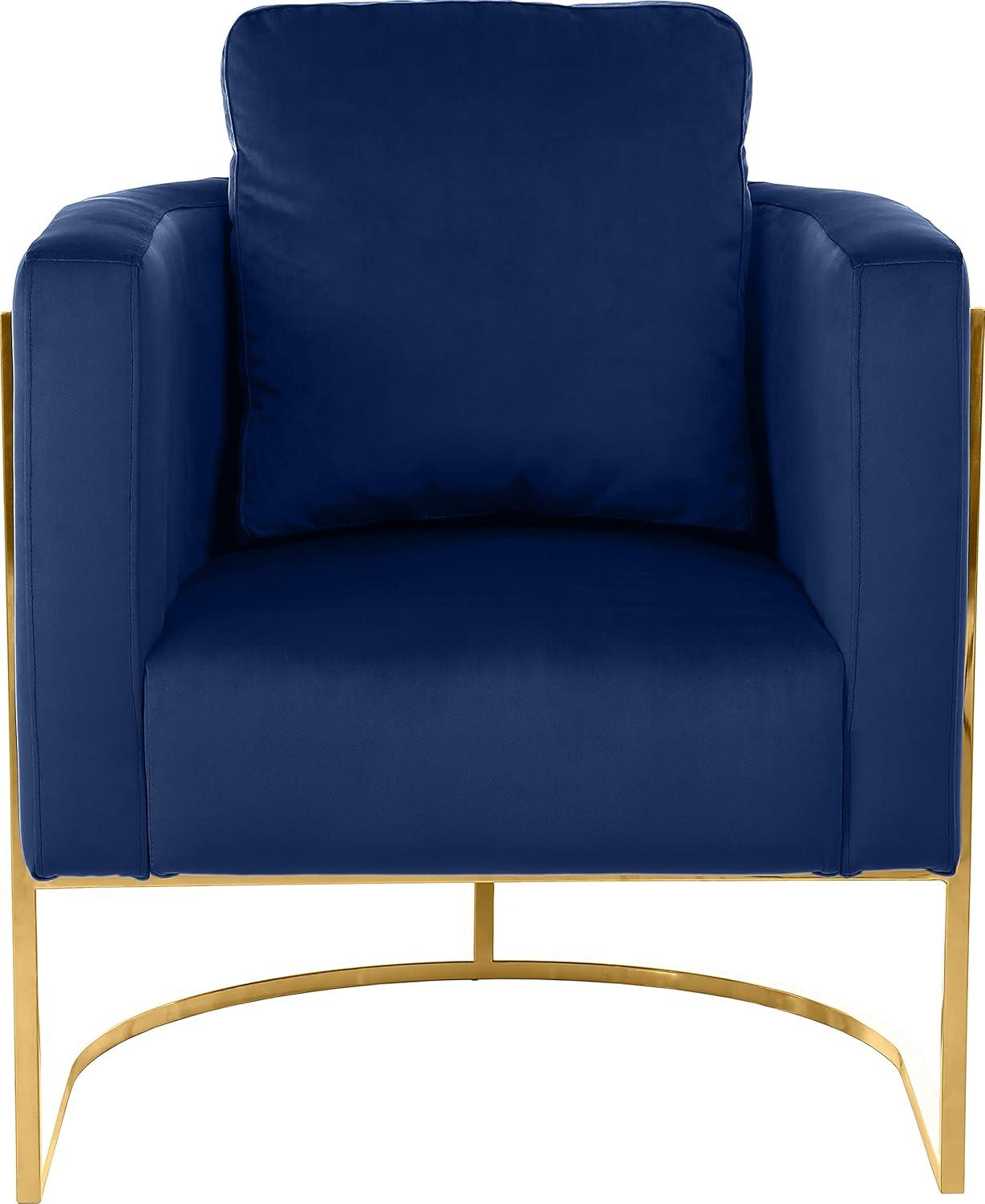 Meridian Furniture Casa Navy Velvet Chair with Gold Iron Metal Base