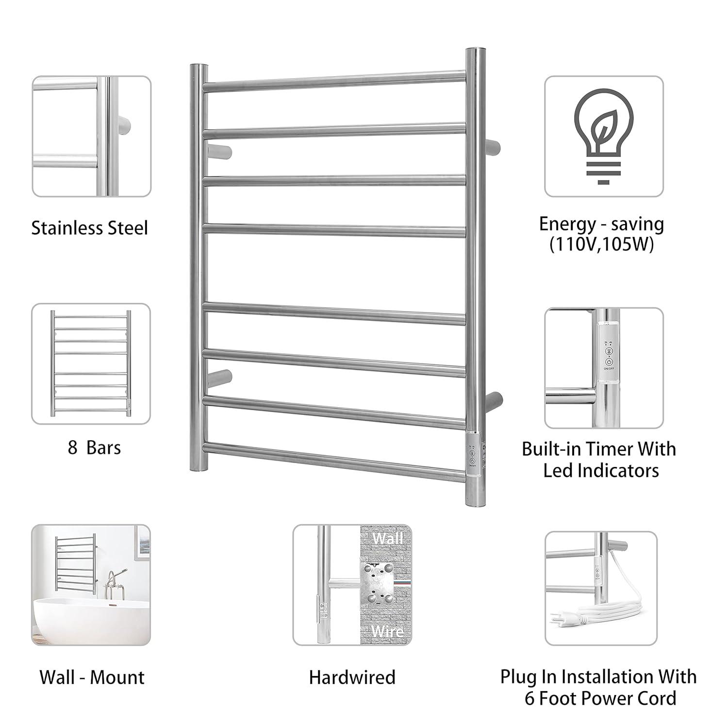 Brushed Nickel Wall Mounted Stainless Steel Electric Towel Warmer