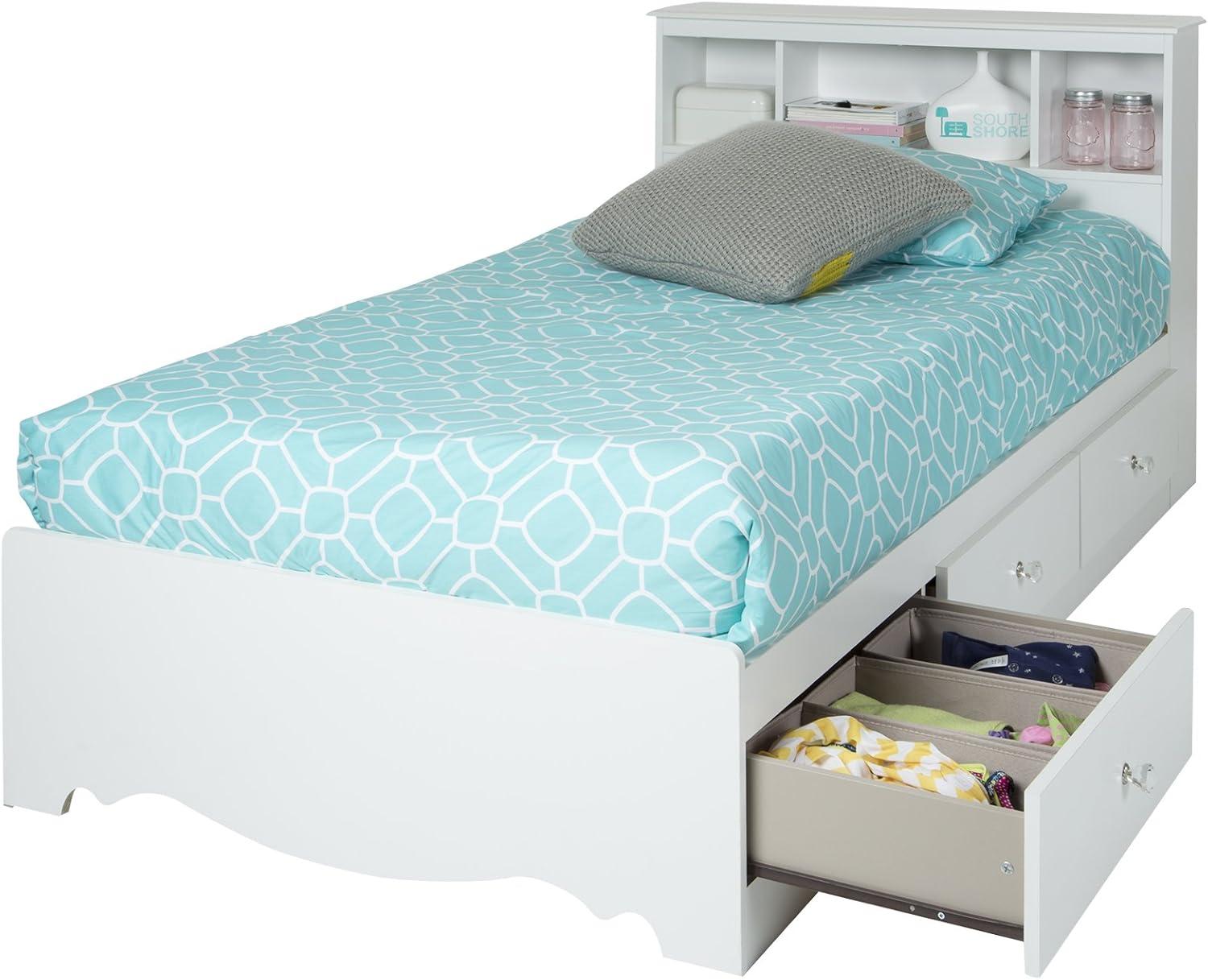 South Shore Crystal Collection Twin Bookcase Headboard in White