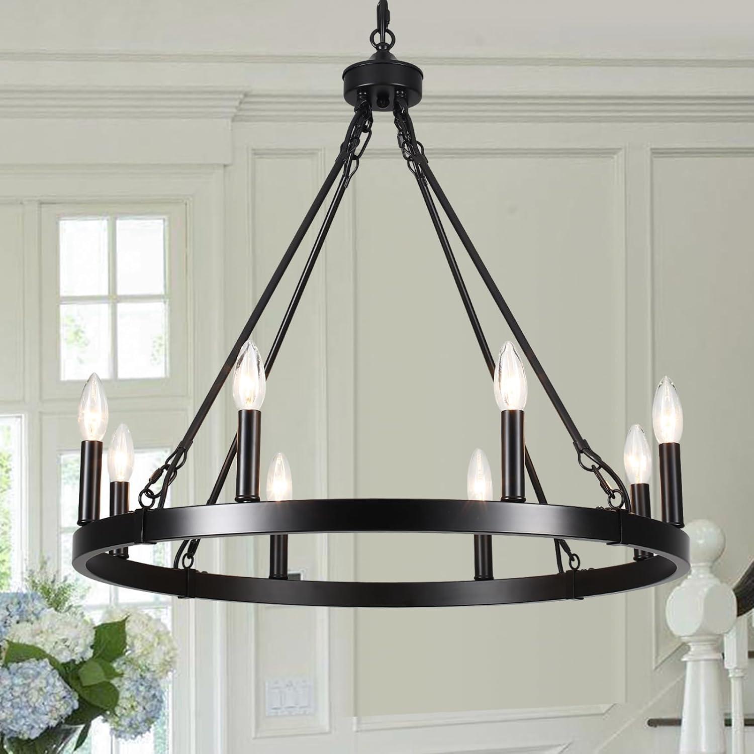 Janiah 8 - Light Dimmable Wagon Wheel Chandelier