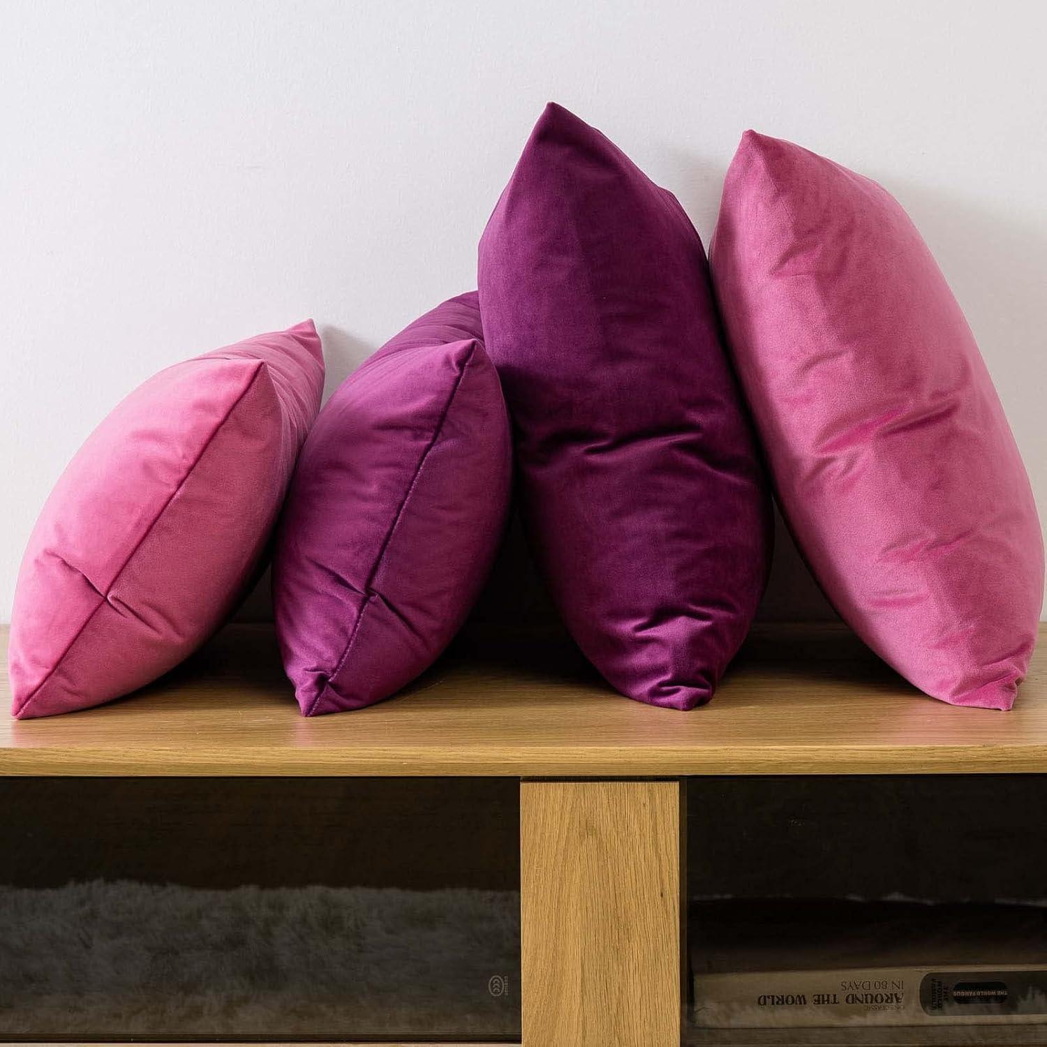 Eggplant Purple Velvet Euro Pillow Covers Set of 2