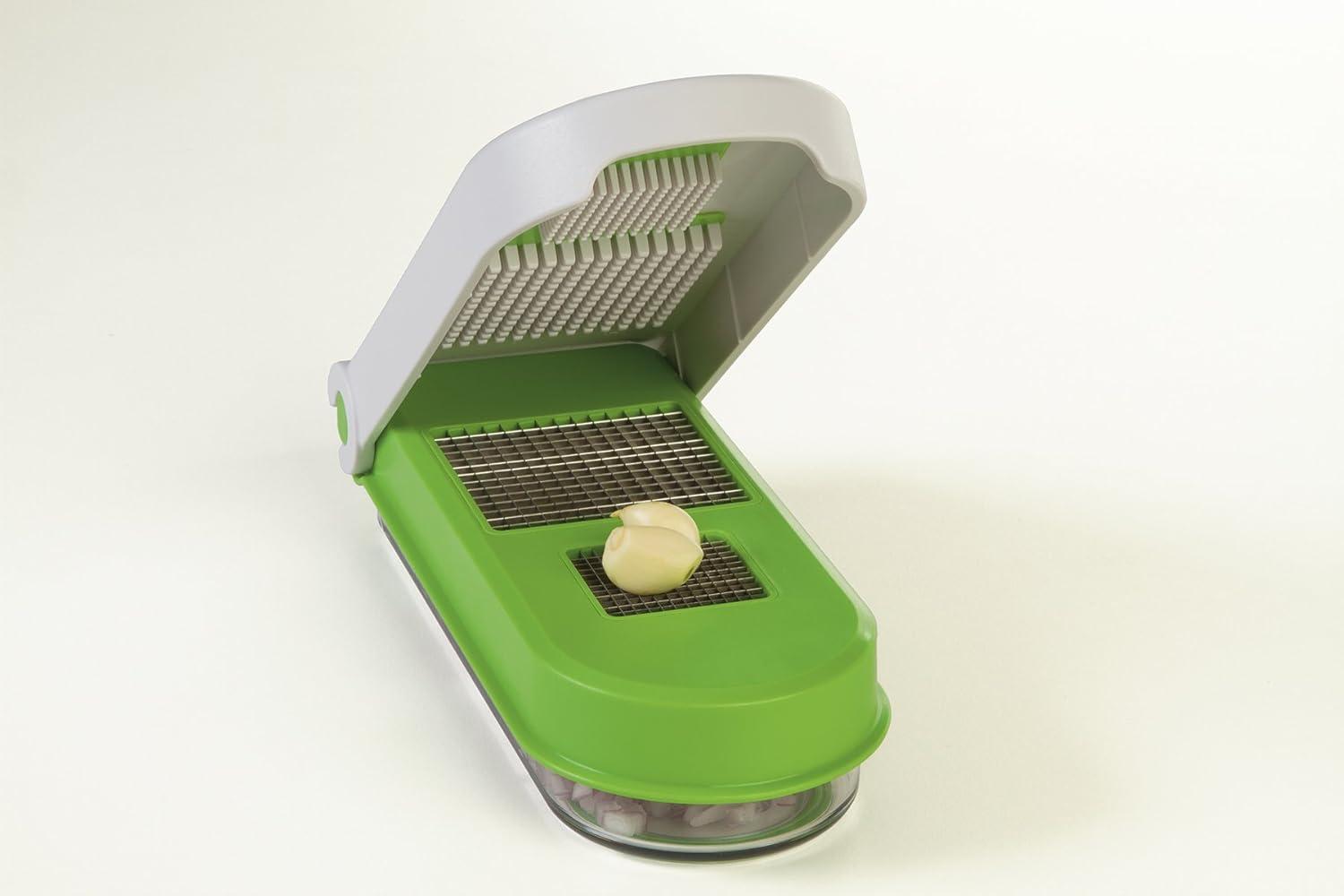 Prepworks Onion Chopper: Manual Veggie Dicer, 2 Stainless Steel Blades, Dishwasher-Safe, Clear, 3-Piece Set