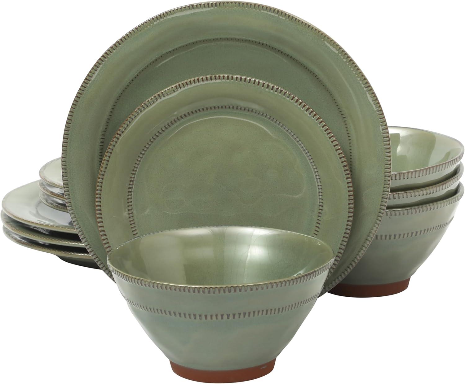 ECLANK 12 Piece Stoneware Dinnerware Set - Service for 4