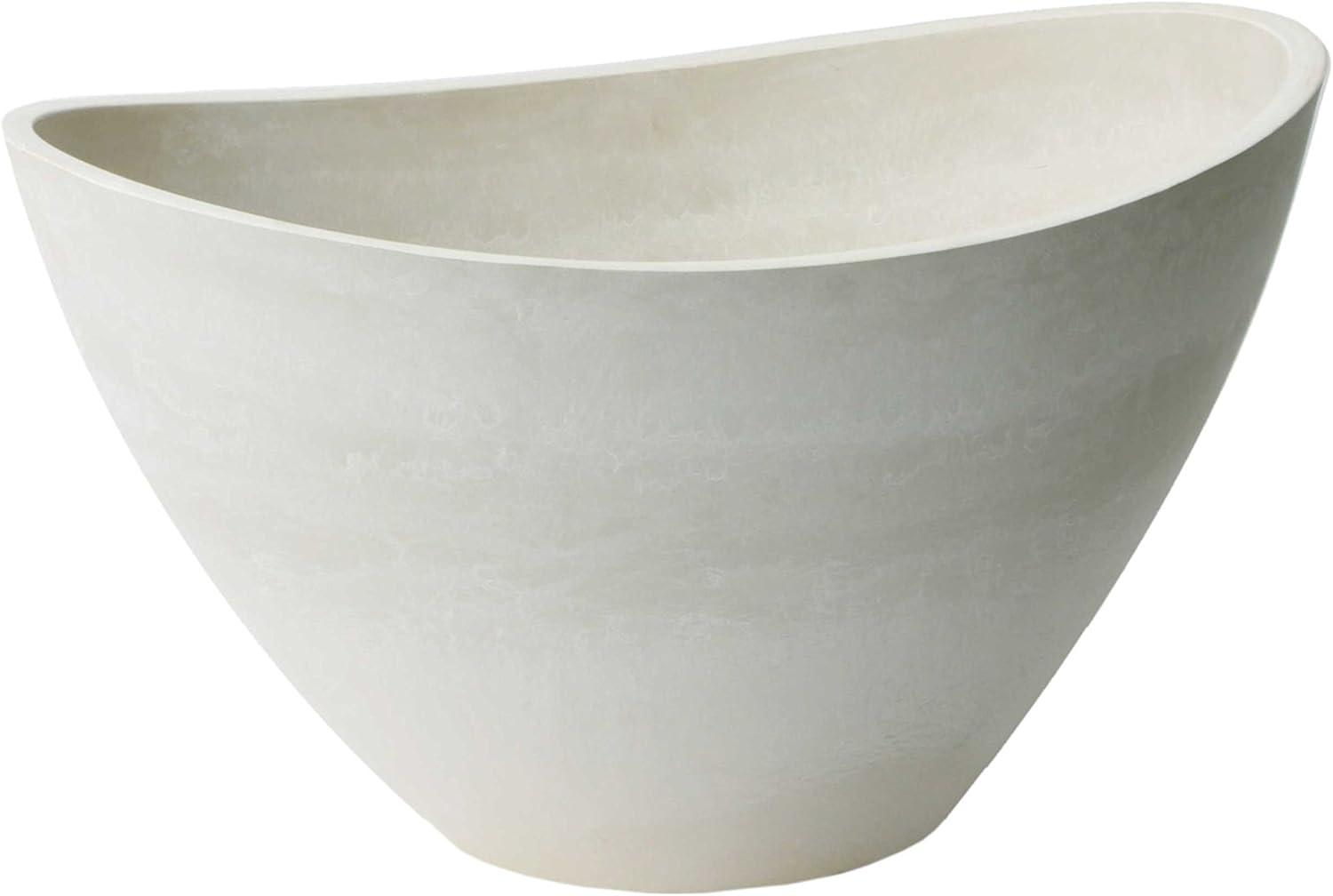 Valencia Whitestone Medium Oval Planter with Drainage Holes