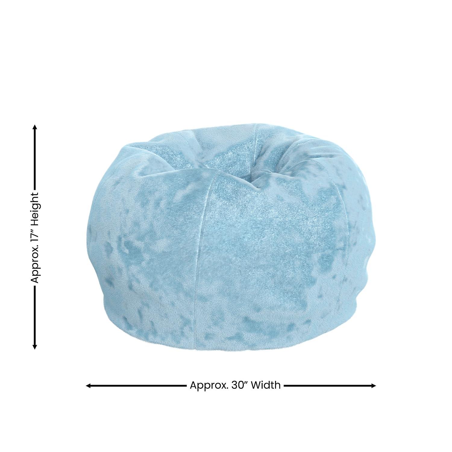 Flash Furniture Dillon Small Teal Furry Refillable Bean Bag Chair for Kids and Teens