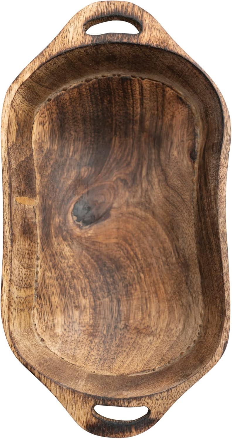 Rustic Polished Mango Wood Rectangular Serving Tray