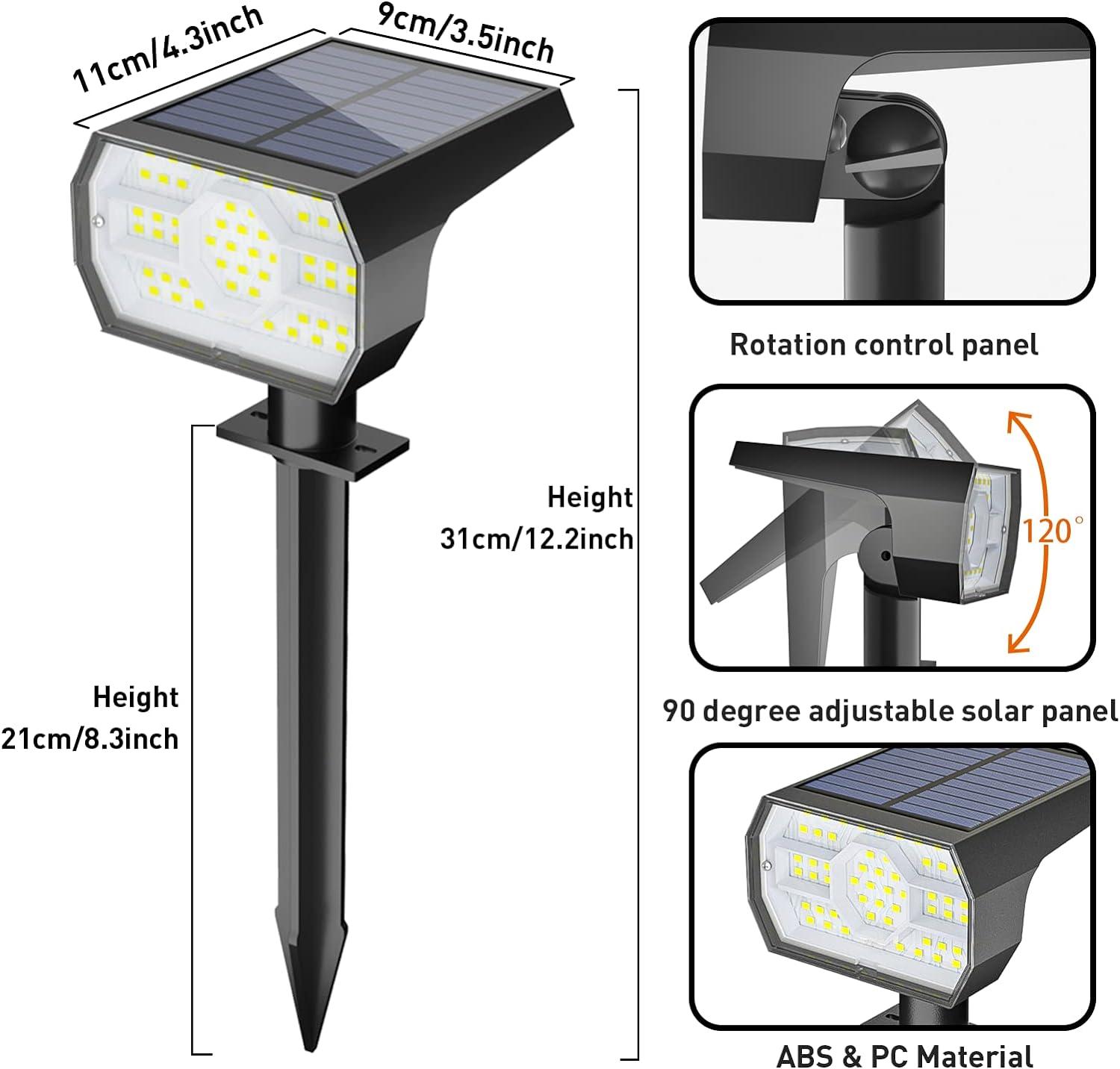 Cool White 56 LED Solar Powered Garden Spotlights, 4 Pack