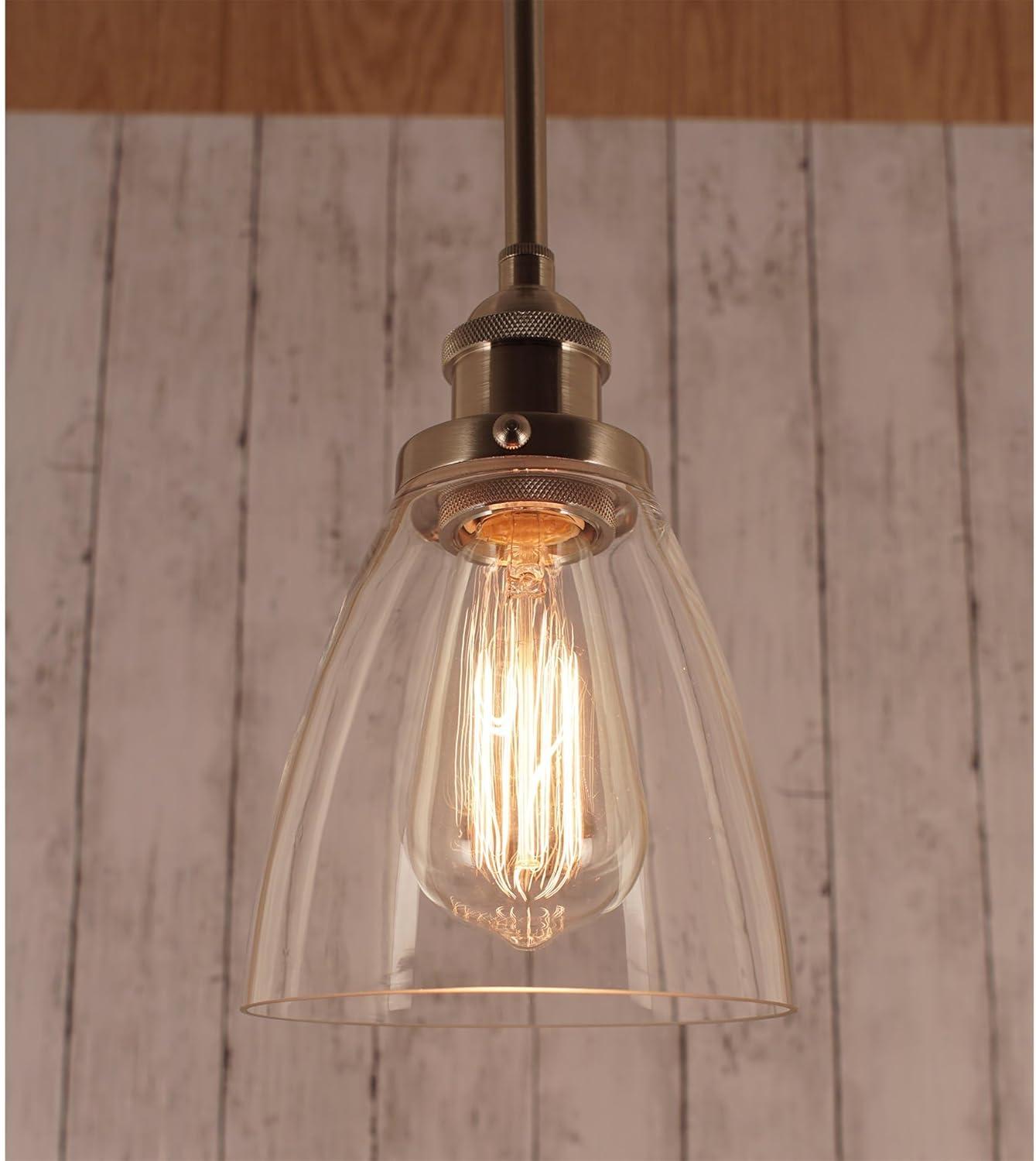 Kira Home Porter 8" Vintage Industrial Pendant Light + Mini Glass Shade, Dimmable, Adjustable Height, Brushed Nickel