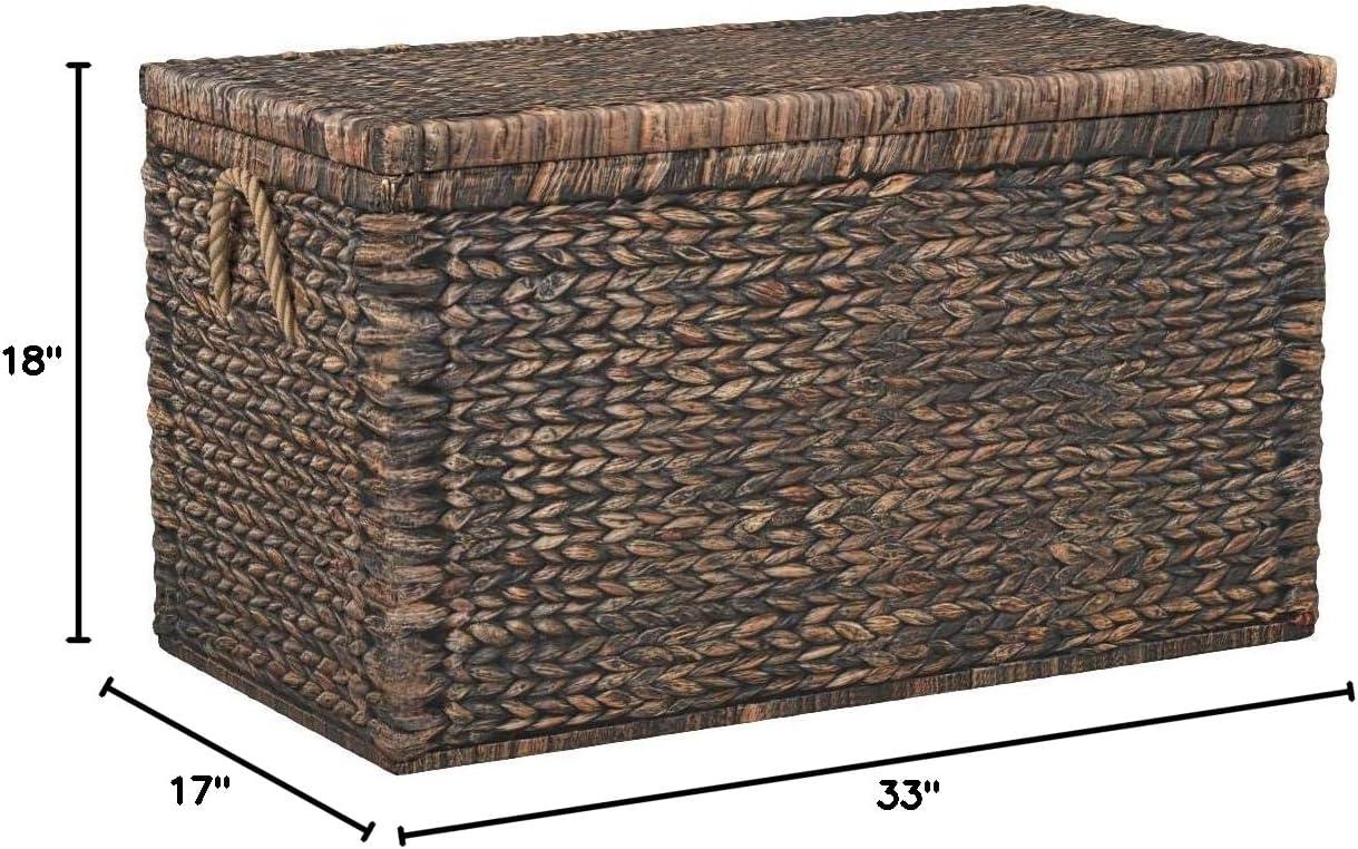 ClickDecor Farmhouse Wicker Trunk Rustic: Metal Frame, Hinged Lid, No Assembly, 66lb Capacity