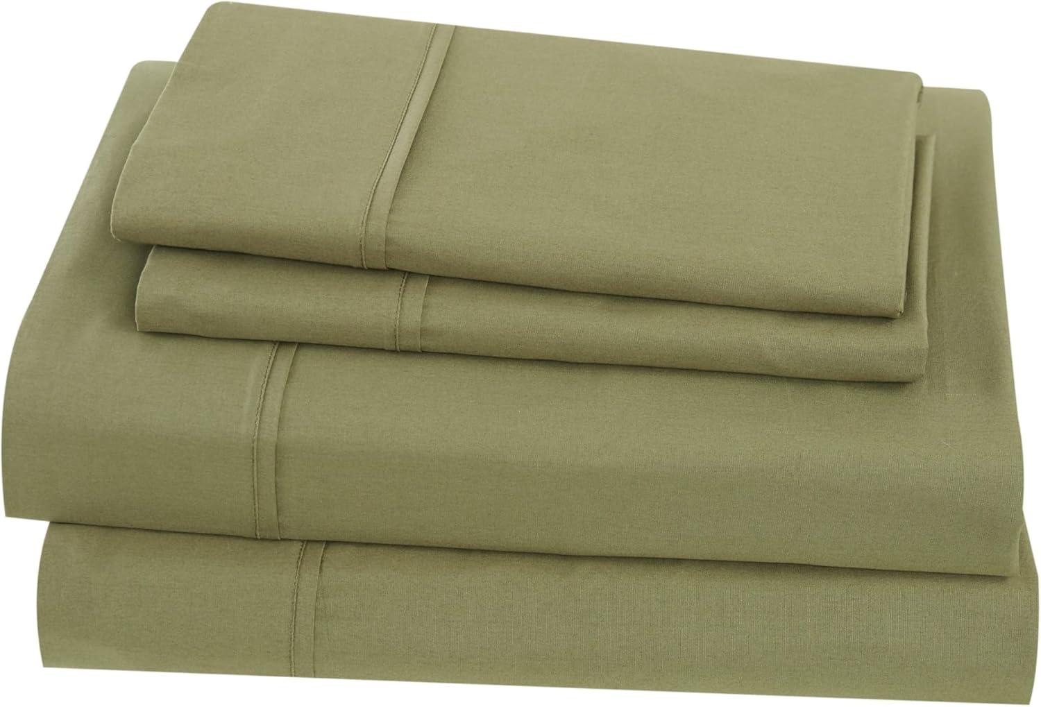 Twin Classic Cotton Solid Sheet Set Olive - Brooklyn Loom