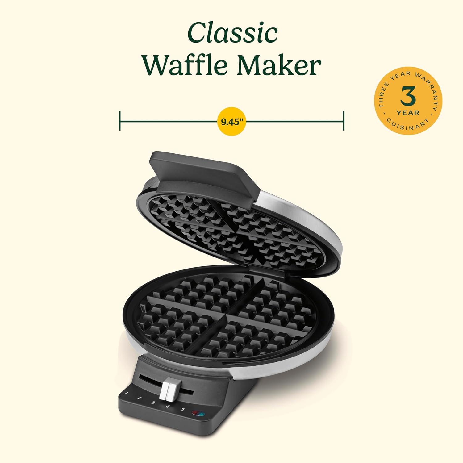 Cuisinart Classic Waffle Maker - Stainless Steel - WMR-CAP2: Nonstick, Temperature Control, 1000W, 4 Cavities, BPA-Free