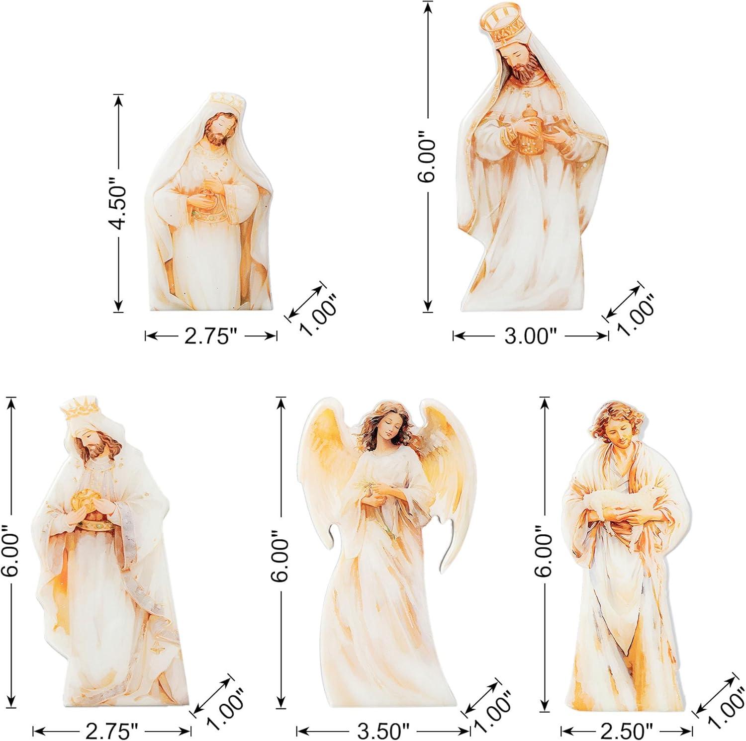 8.5" Wooden and Epoxy Resin Nativity Scene Set