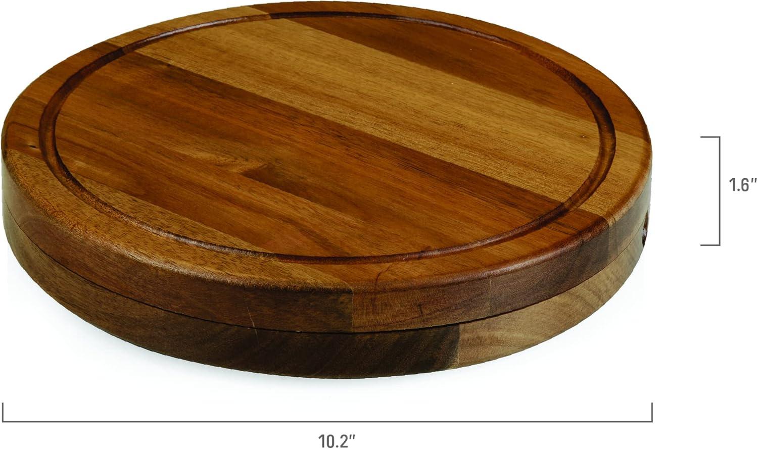 Acacia Wood Round Cheese Board and Knife Set