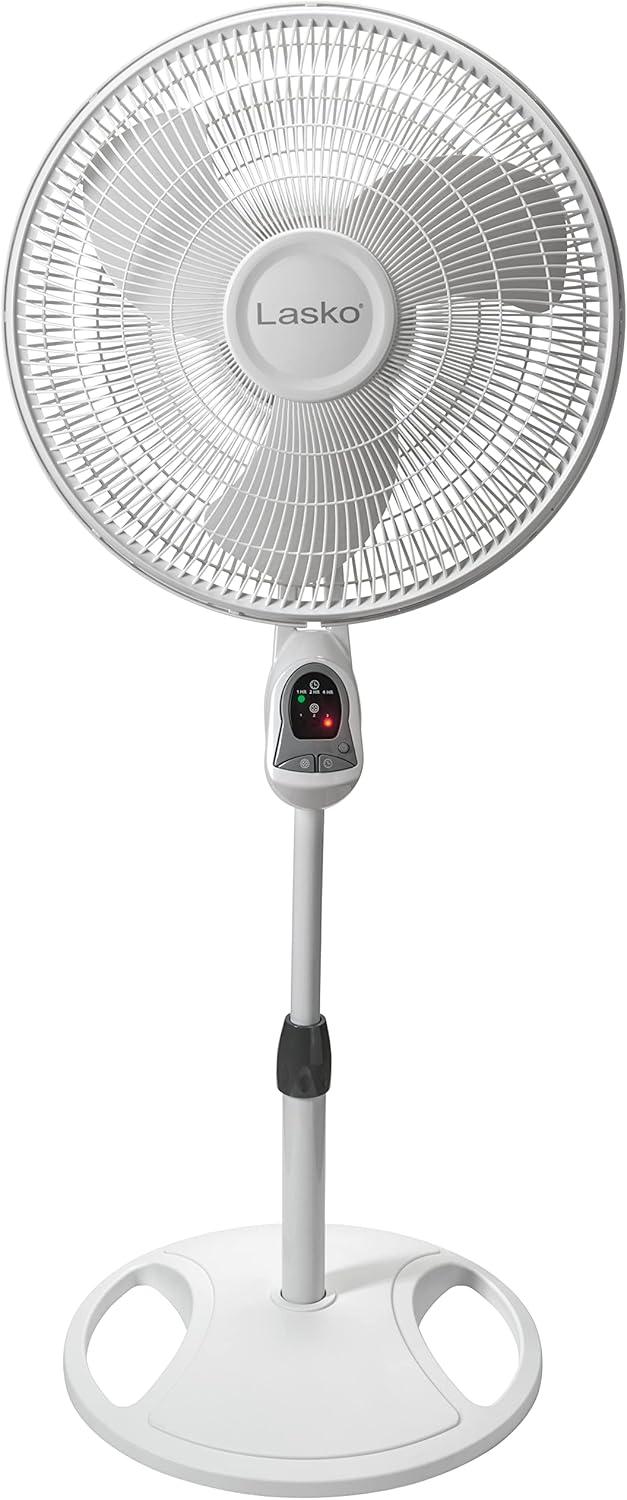 White Adjustable Height Oscillating Floor Fan with Remote Control