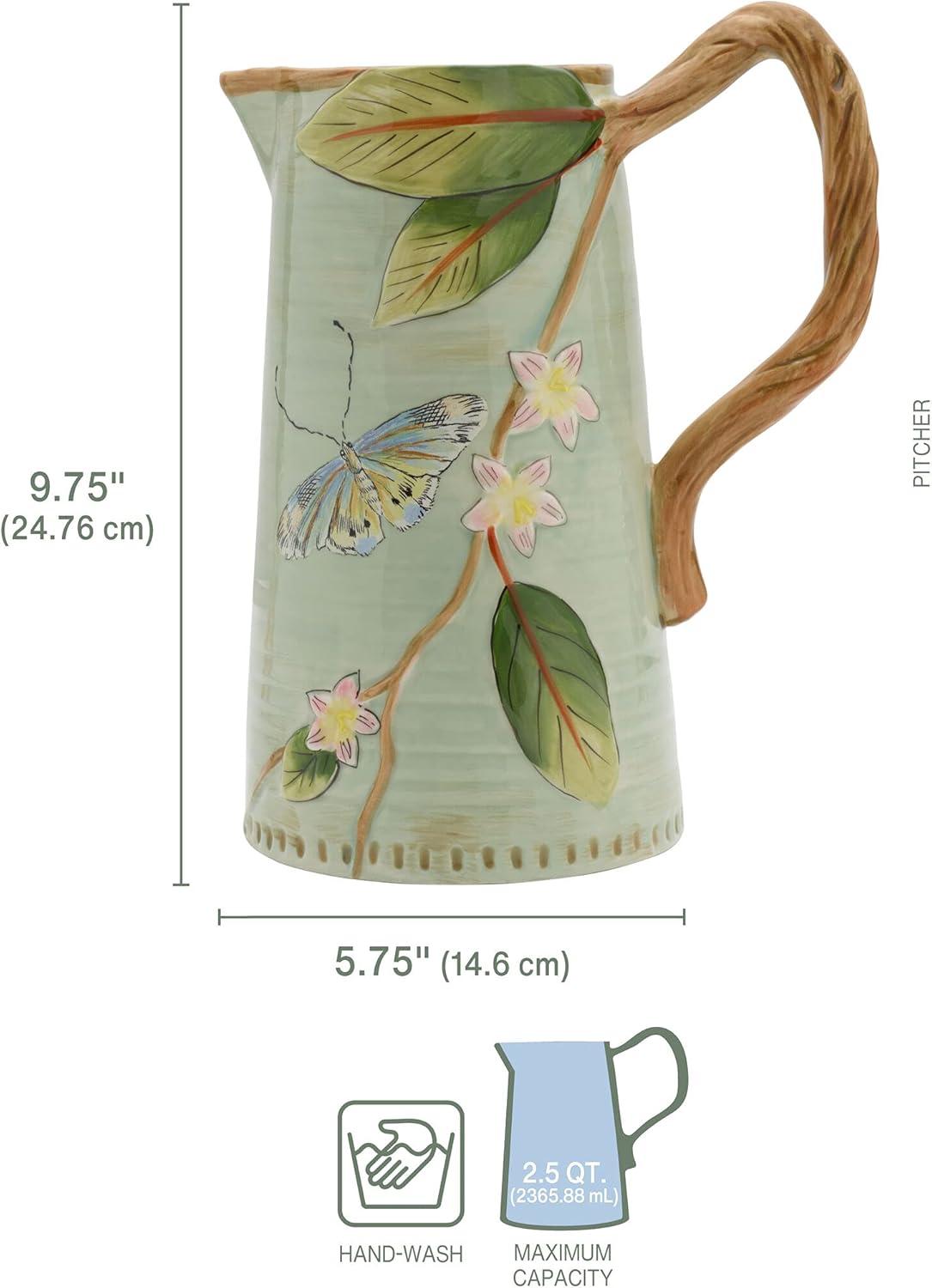 Fitz & Floyd Fitz and Floyd Toulouse Pitcher, 2 1/2-Quart, Green