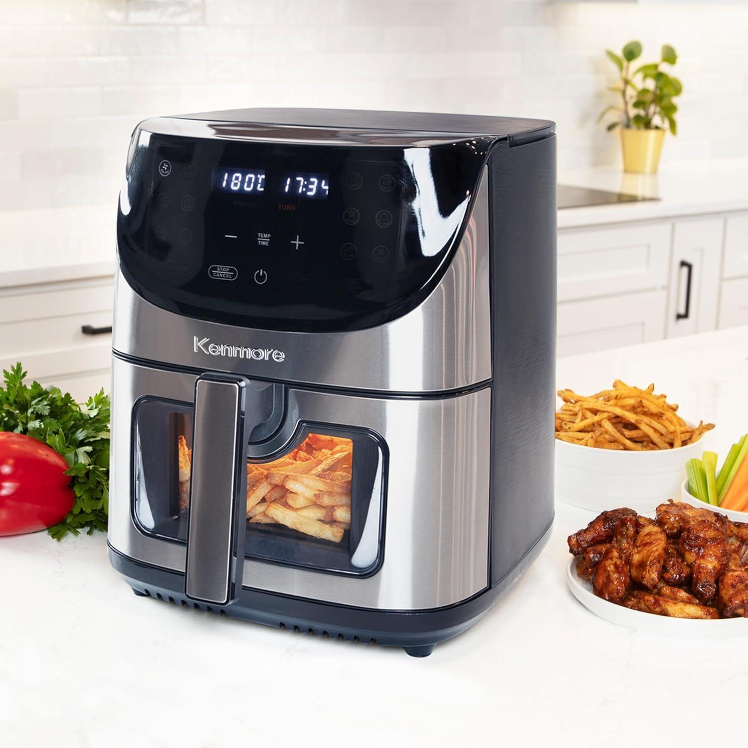 Kenmore 8 Qt Digital Air Fryer 12 Cooking Presets Stainless Steel