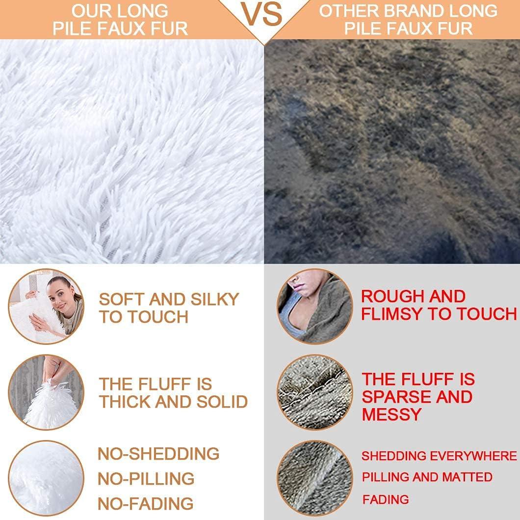 YUSOKI Twin Size Faux Fur Throw Blanket(White,60" x 80"),Whithout Pillows,Winter Lightweight Plush Fuzzy Soft Cozy Microfiber Comfy Bed Blanket for Women Kids Girls Couch Sofa Washable