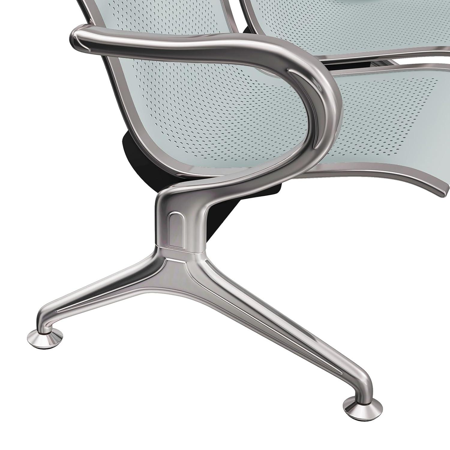 Kinbor Waiting Room Chairs, 3-Seat Reception Chairs Office Guest Waiting Furniture Bench Seating for Airport Bank Hospital, Black