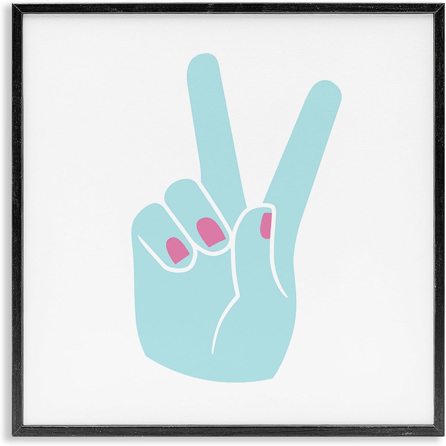 The Kids Room by Stupell Peace Hand Teal with Pink Nail Polish Framed Wall Art by Daphne Poselli